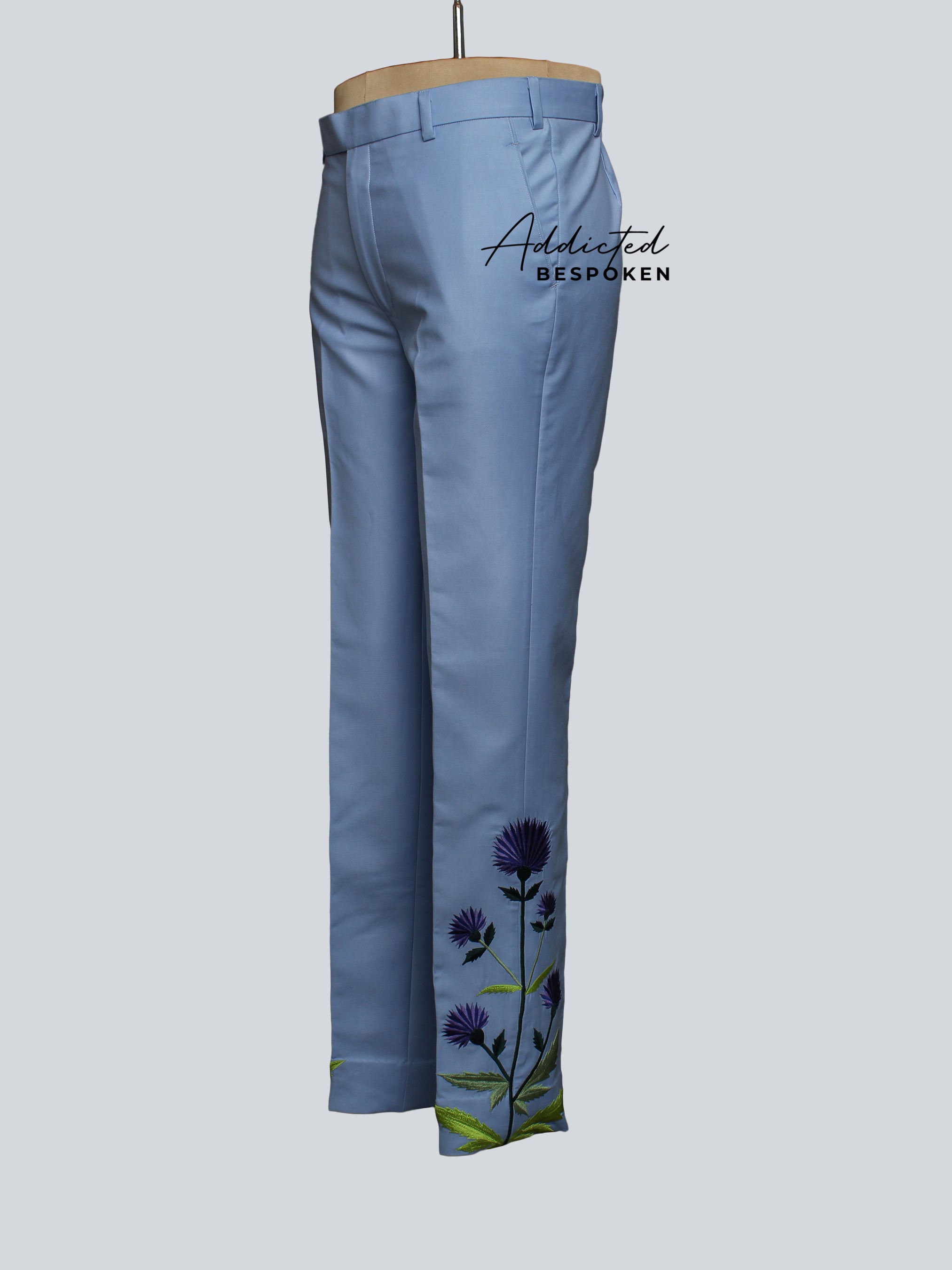 Blue Wedding Floral Western Suit