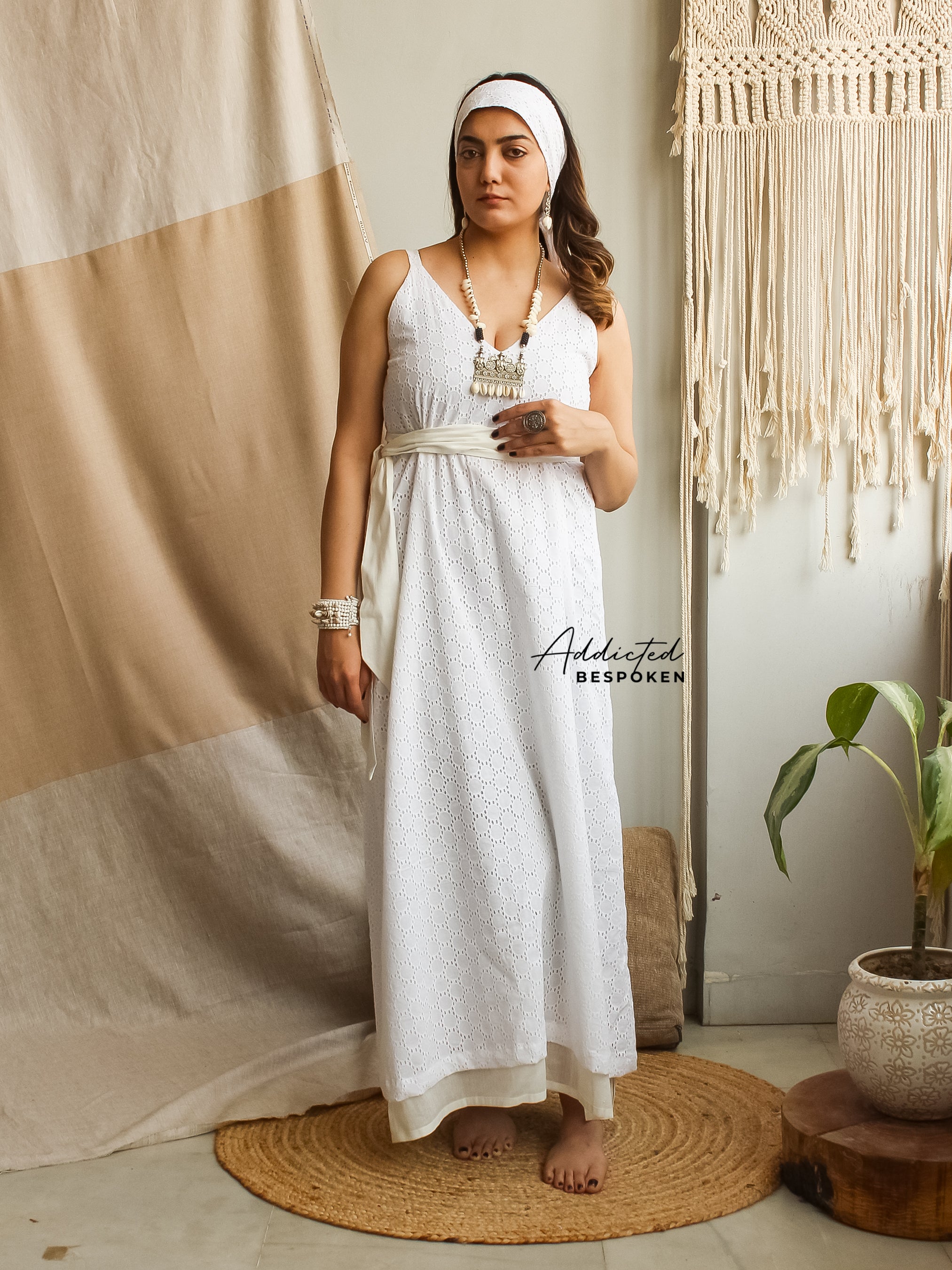 White Eyelet V-Gown