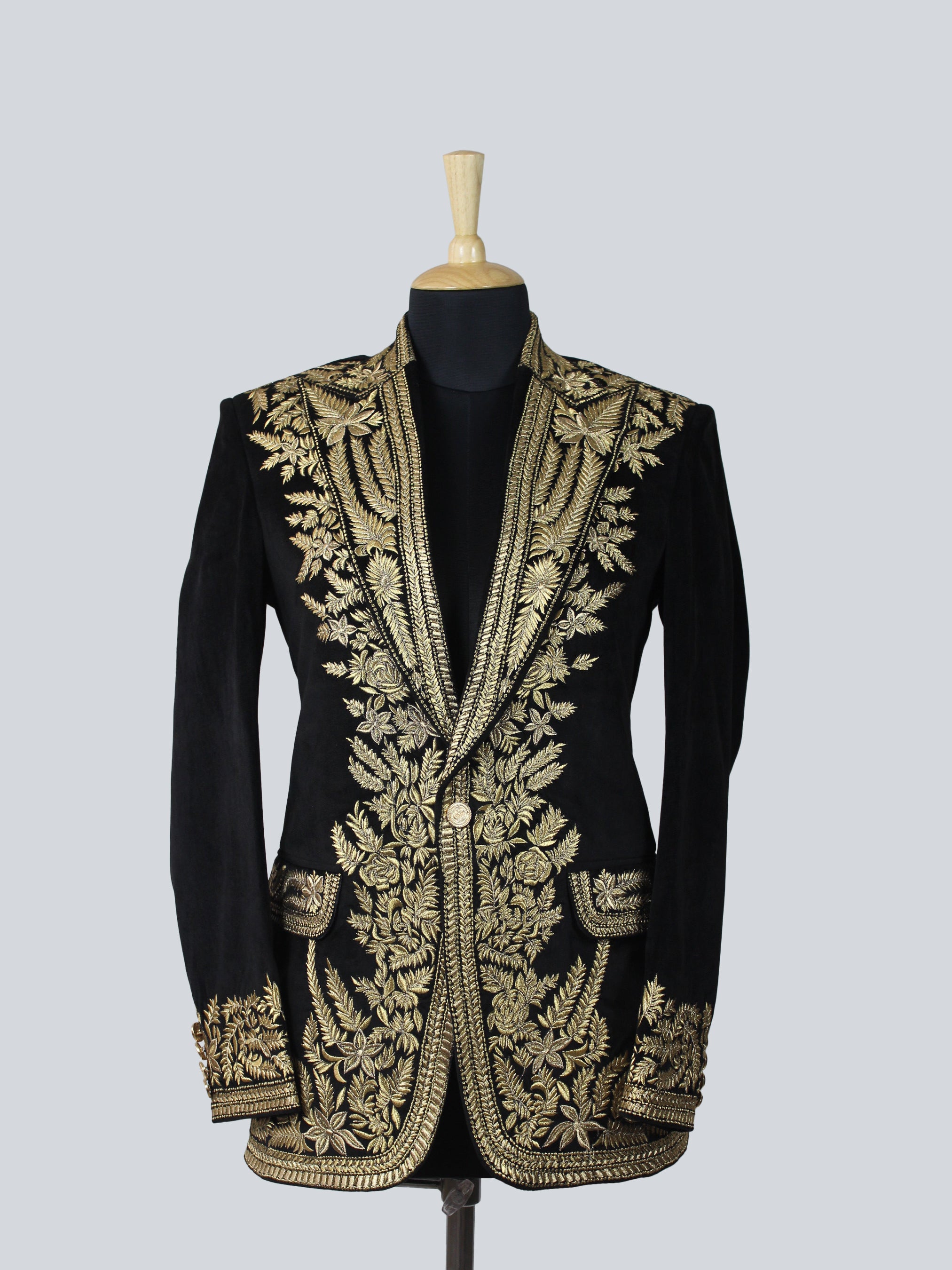 Gold Embellished Velvet Jacket