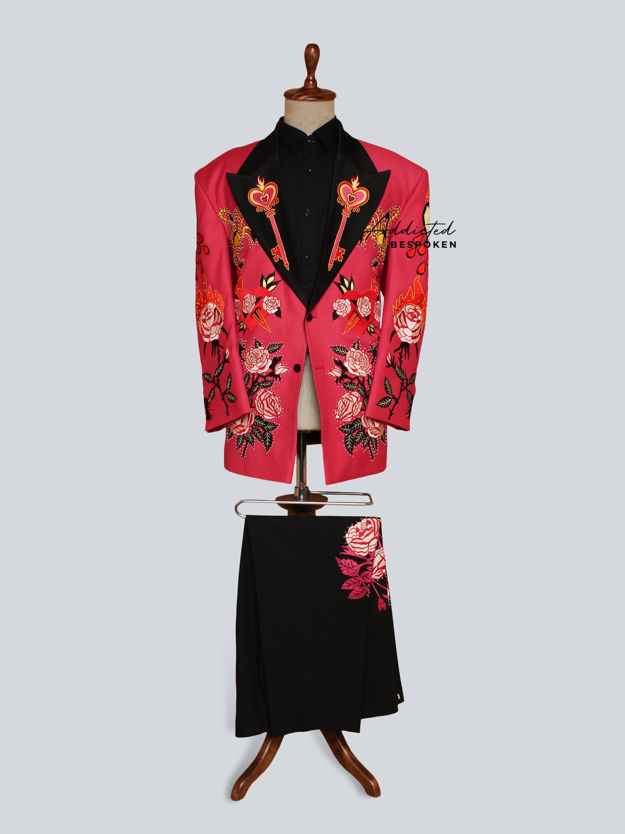 Vivid Rose Embellished Suit