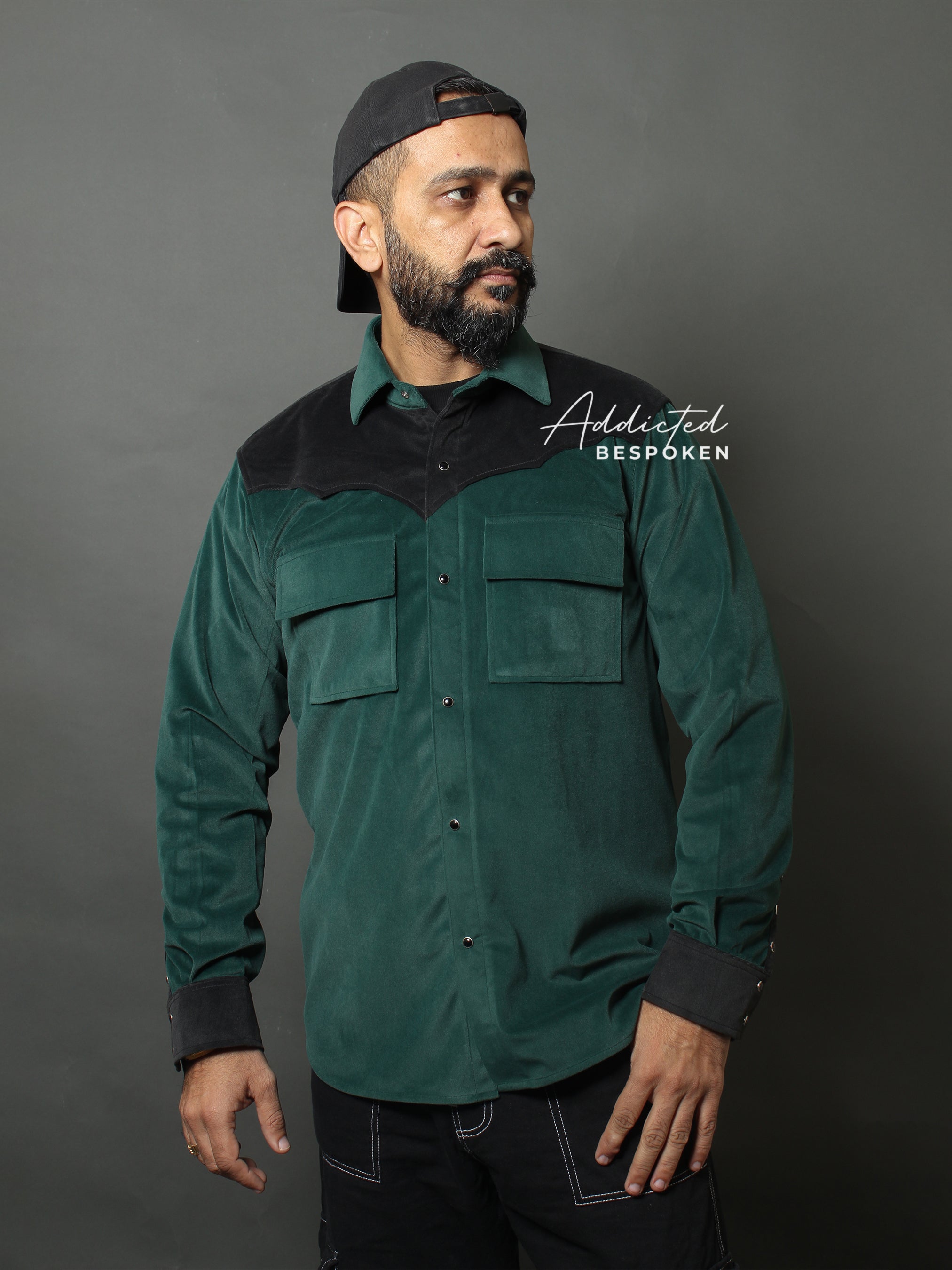 Embroidered Green Snap Shirt