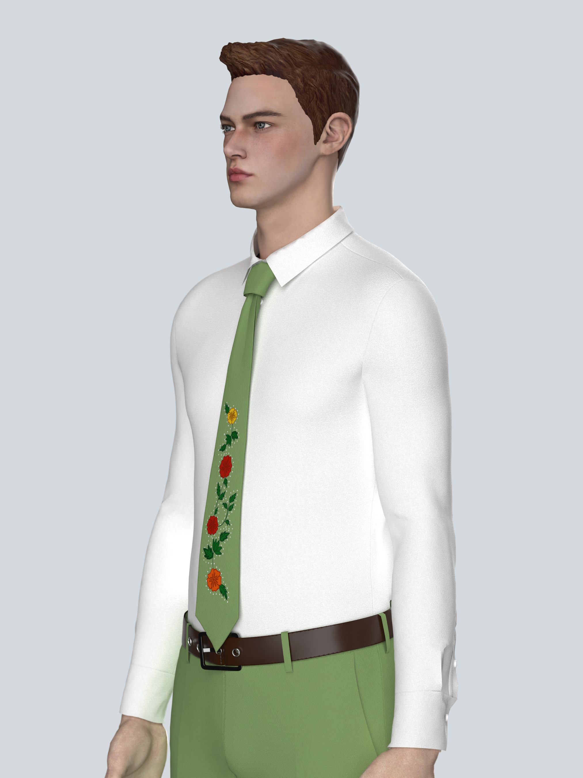 Vibrant Floral Embroidery Tie