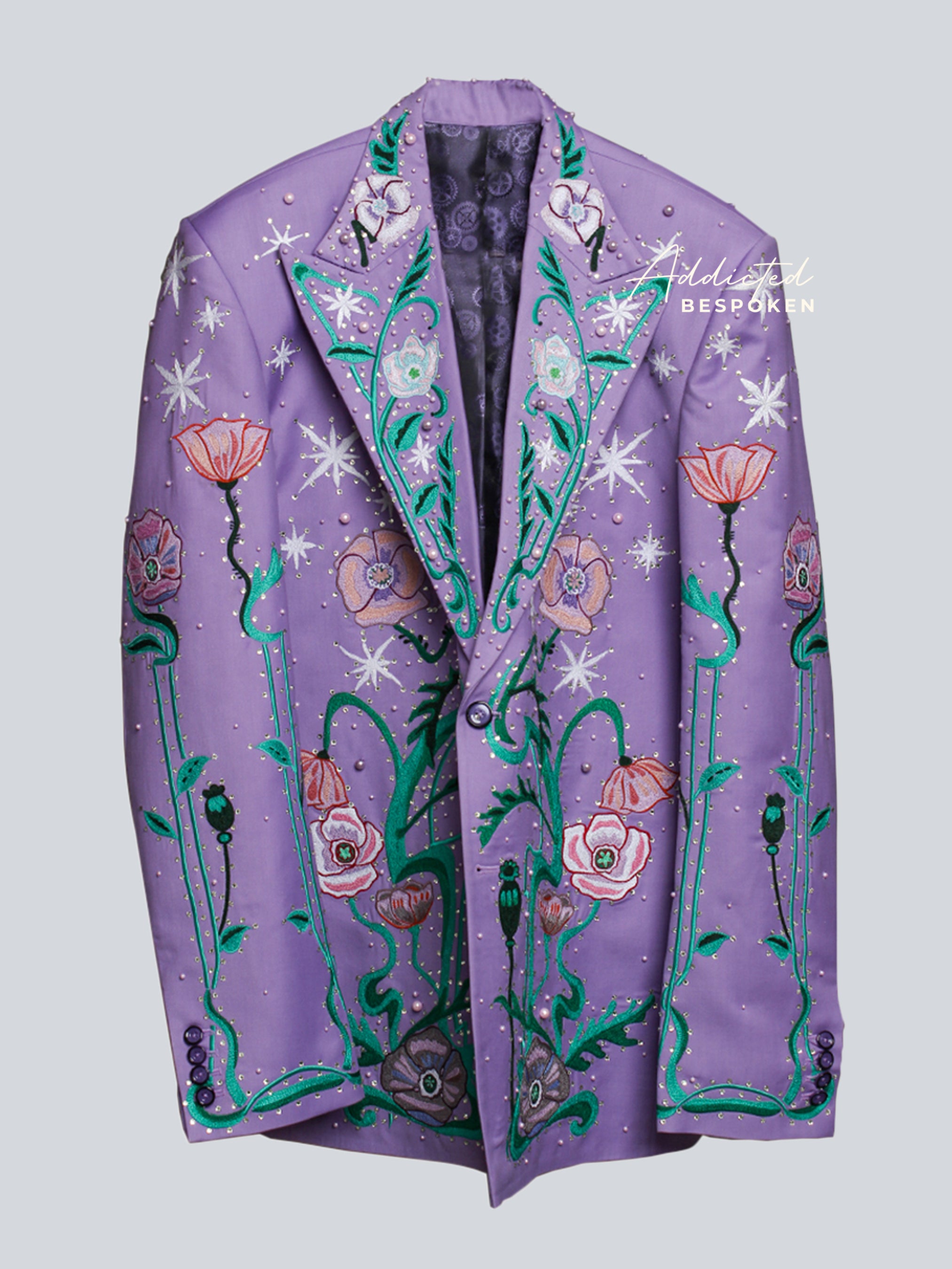 Floral and Star Detailing Embroidered Suit