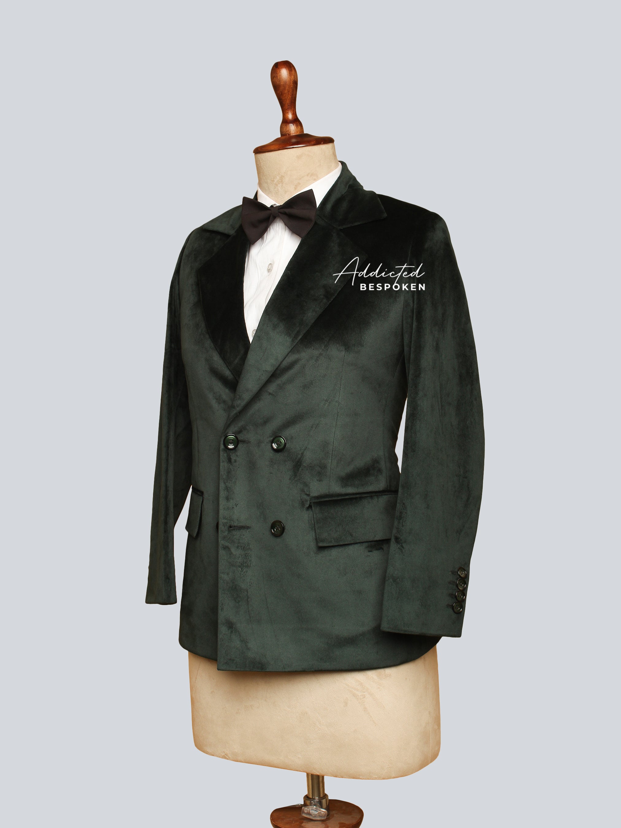 Green Velvet Double Breasted  Blazer