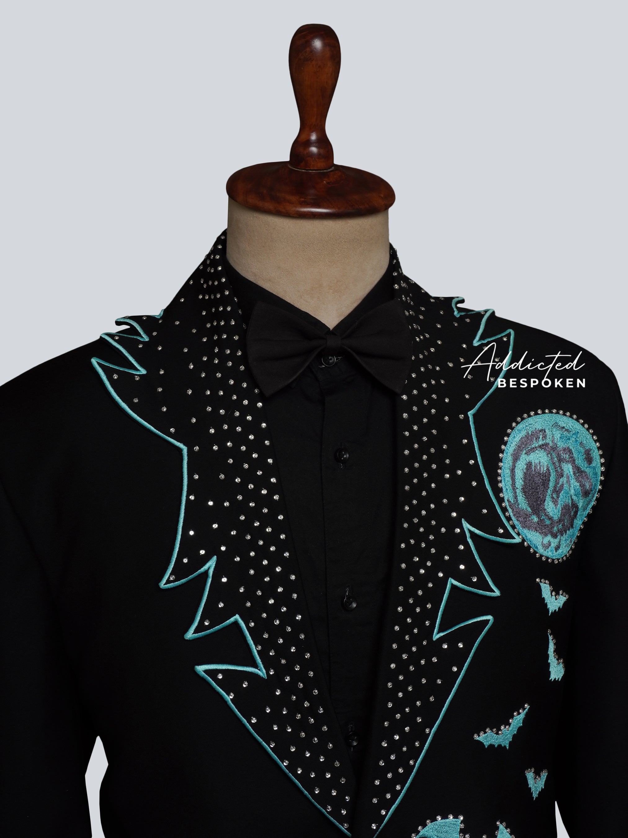 Midnight Lunar & Bat Embroidered Suit