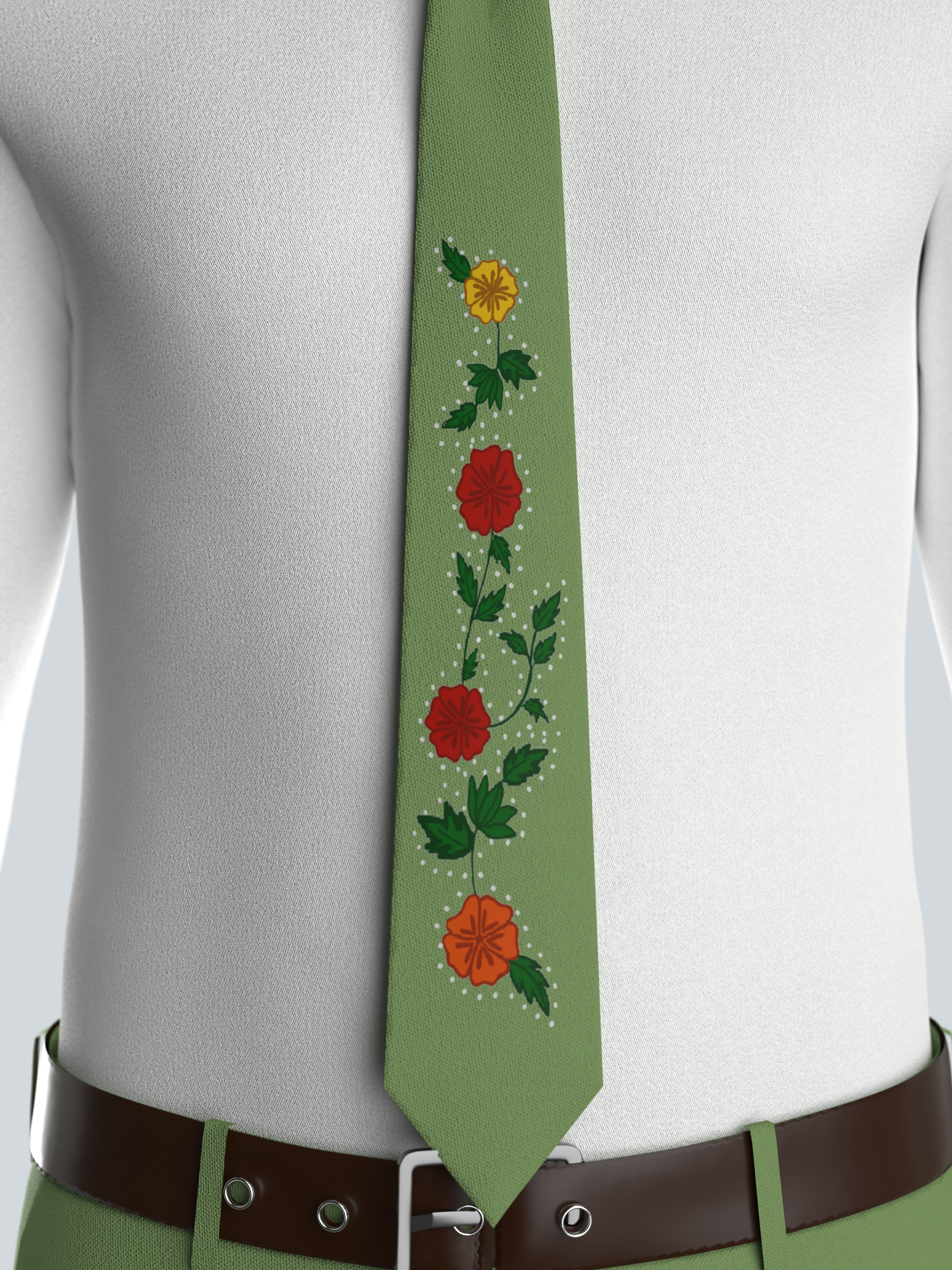 Vibrant Floral Embroidery Tie