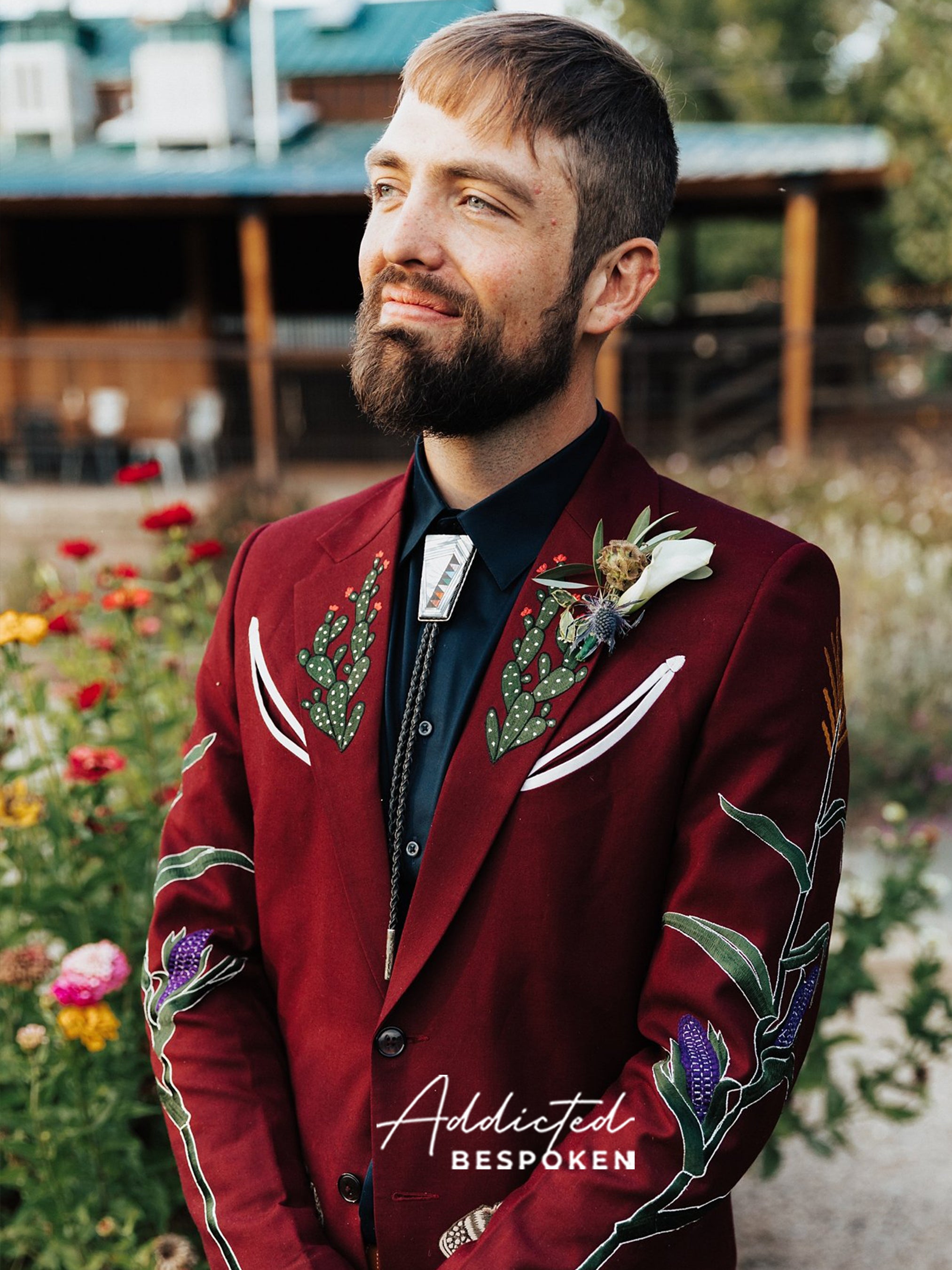 Chic Western Crimson Suit