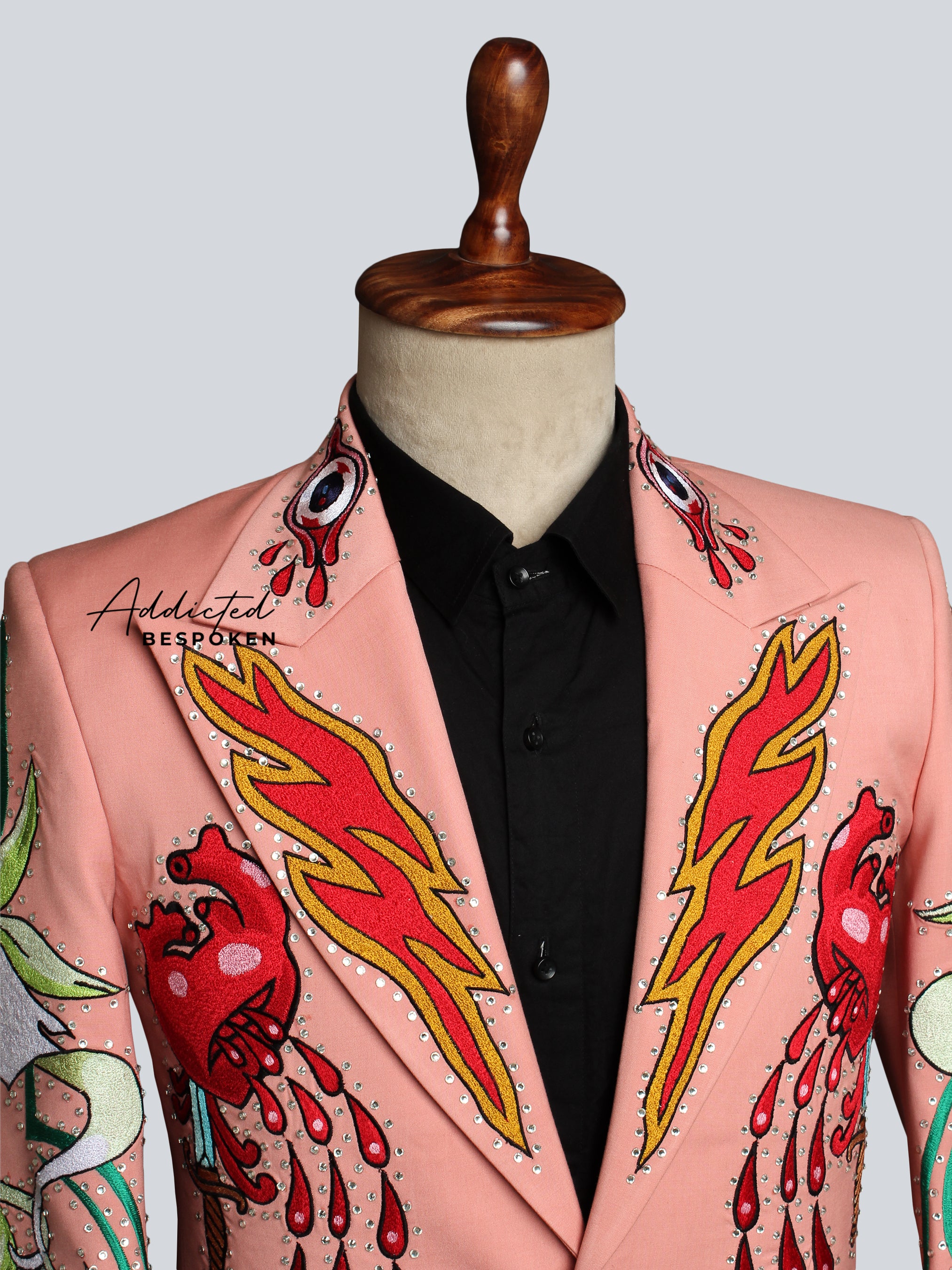 Flaming Hearts & Skull Blooms Custom Suit