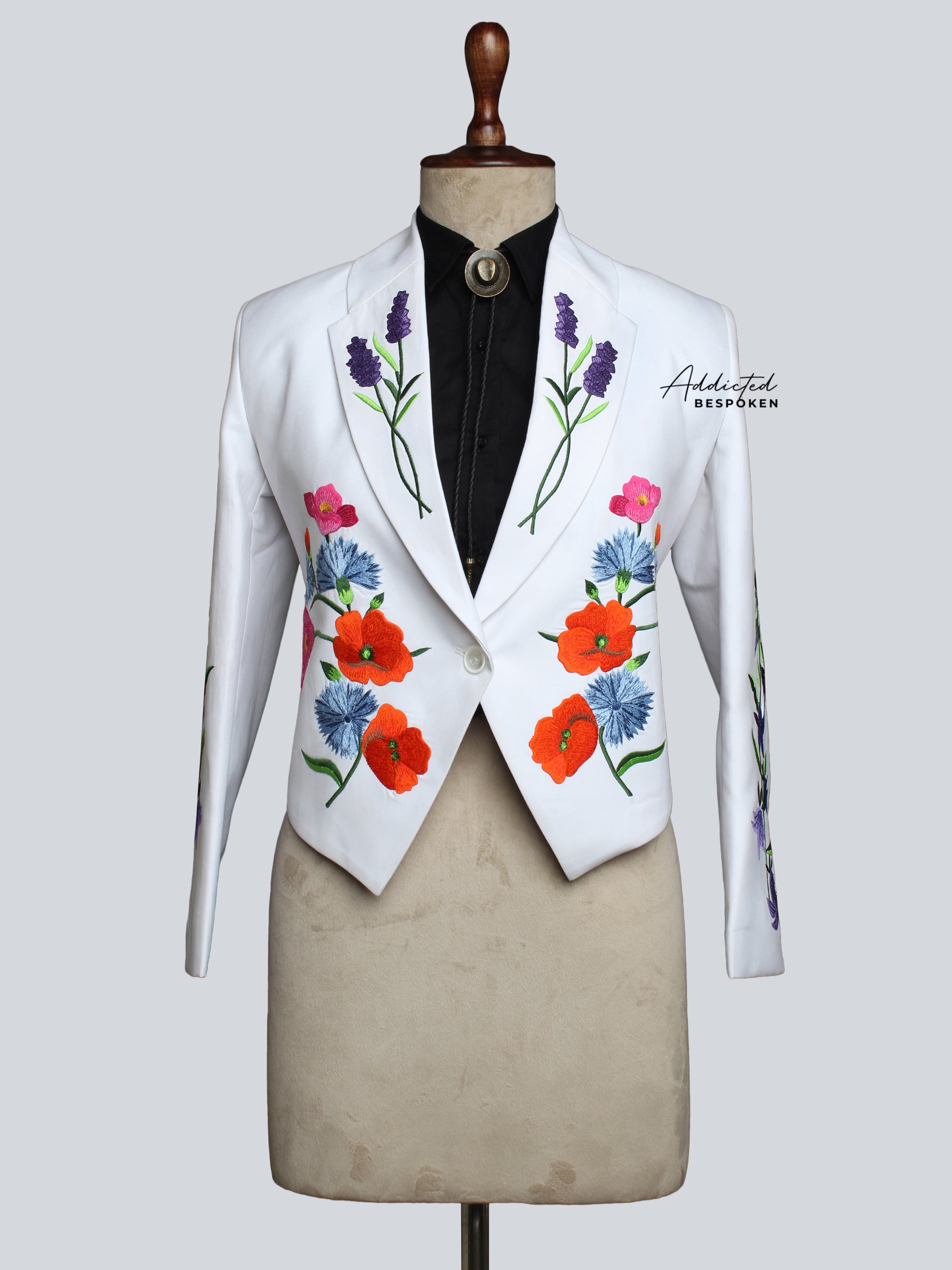 Blooming White Floral Crop Jacket