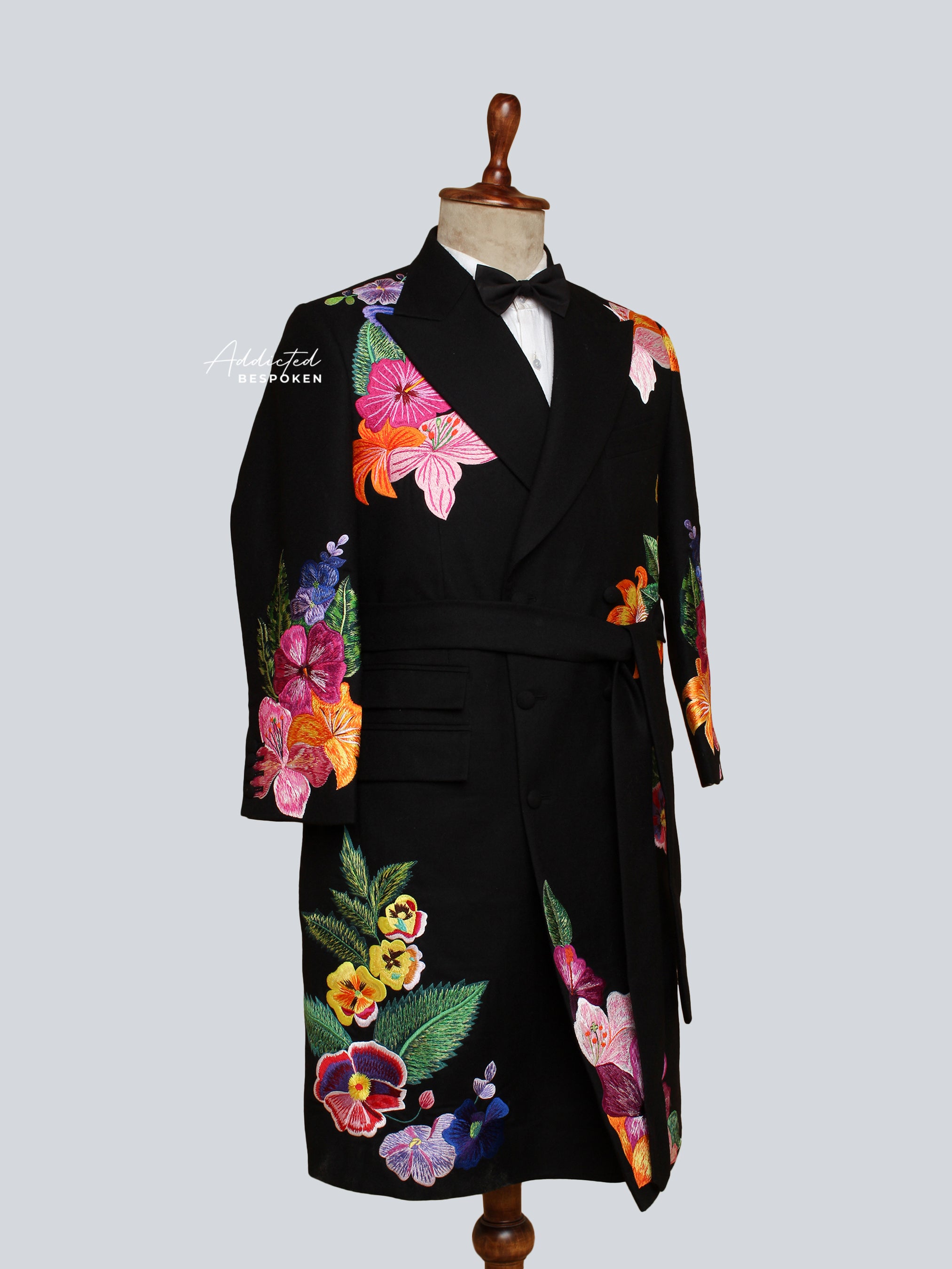 Black Floral Long Coat