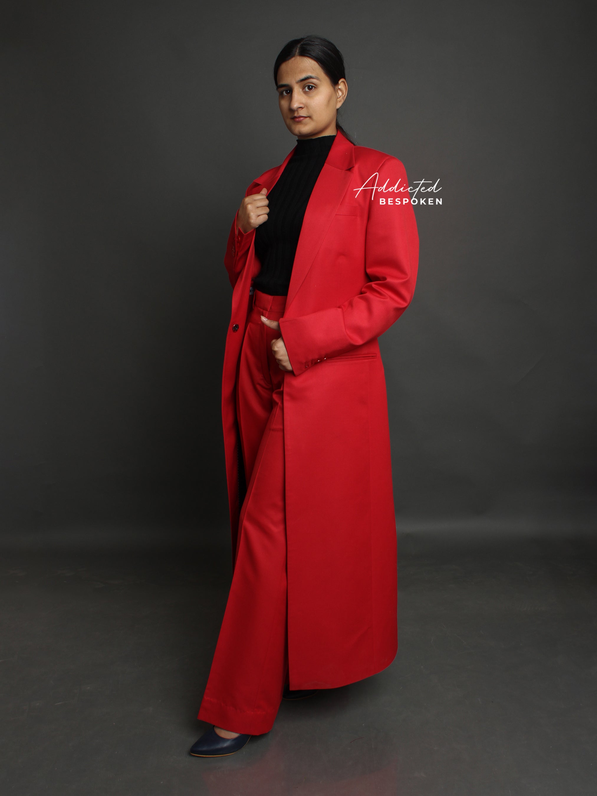 Red Long Coat Business Attire