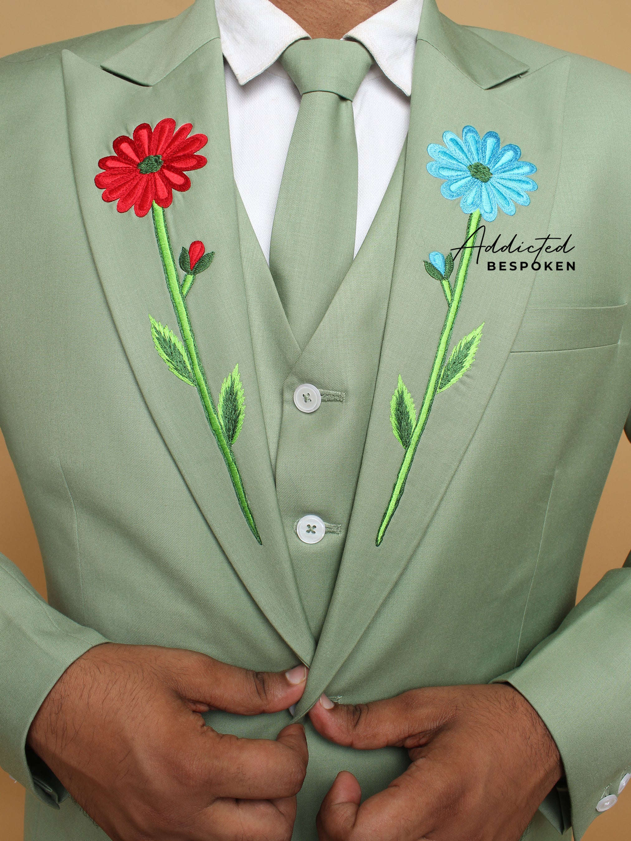 Emerald Floral Wedding Suit