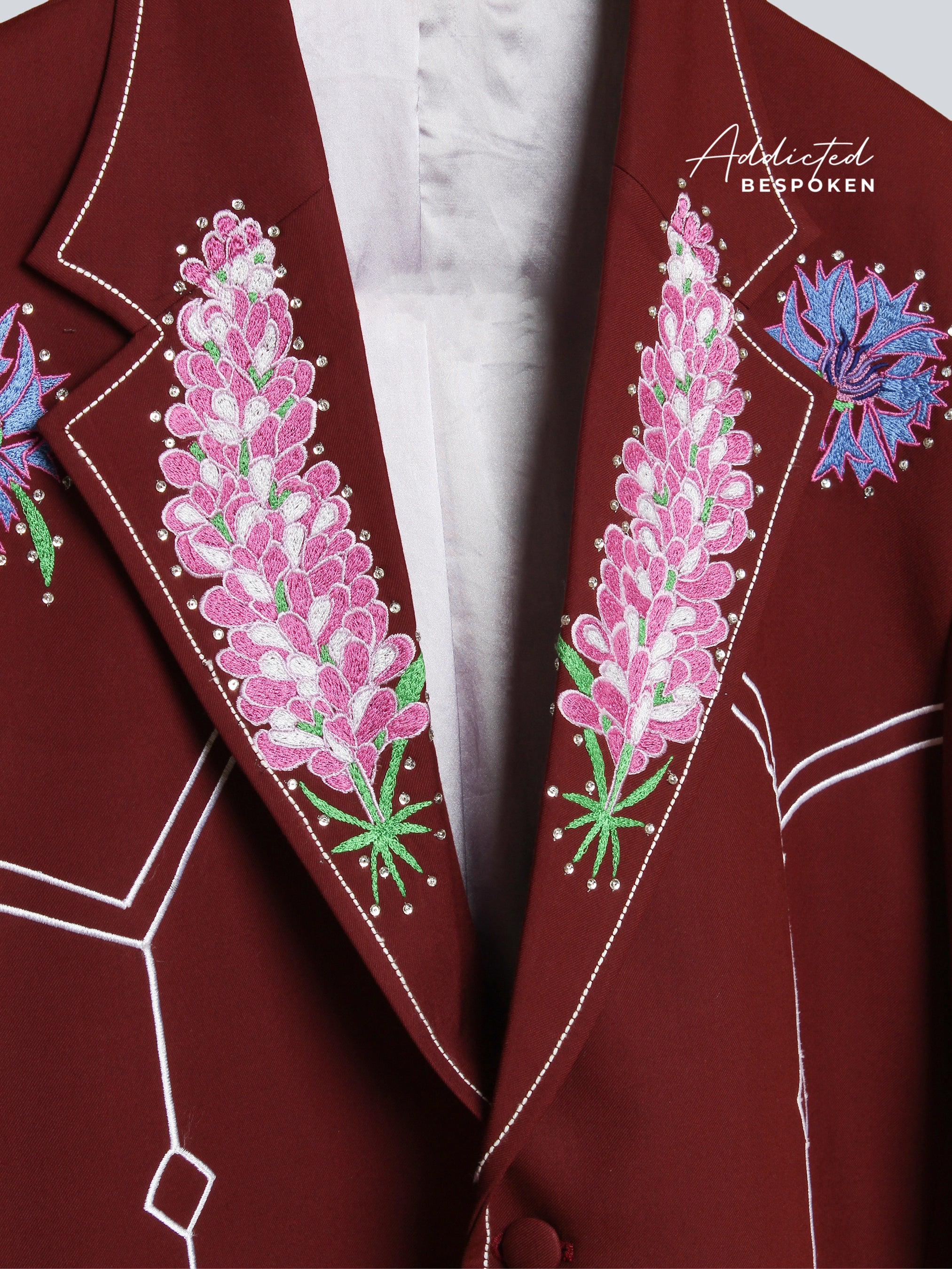 Crimson Blossom Embroidered Suit