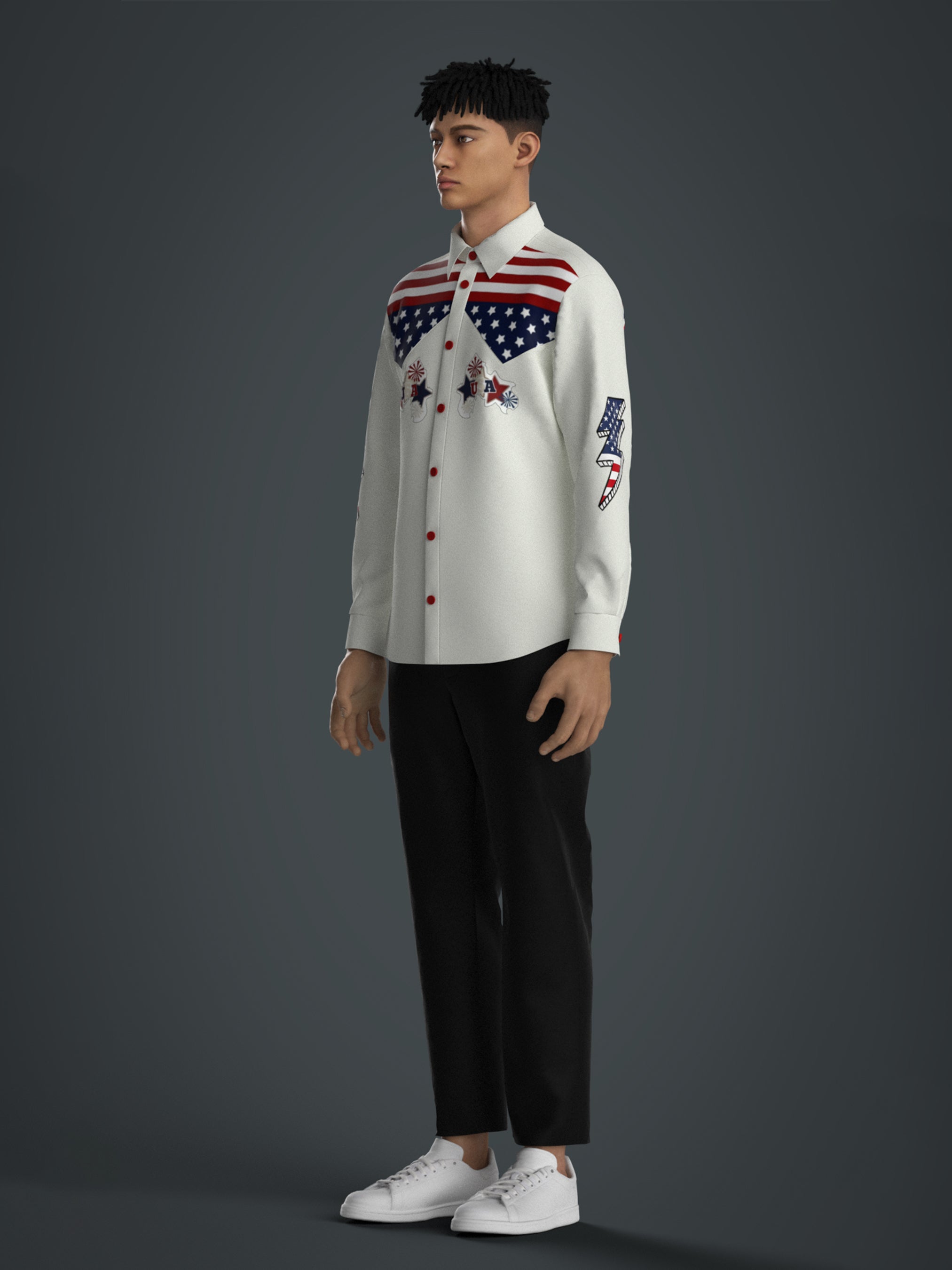 Patriotic American Embroidered Shirt