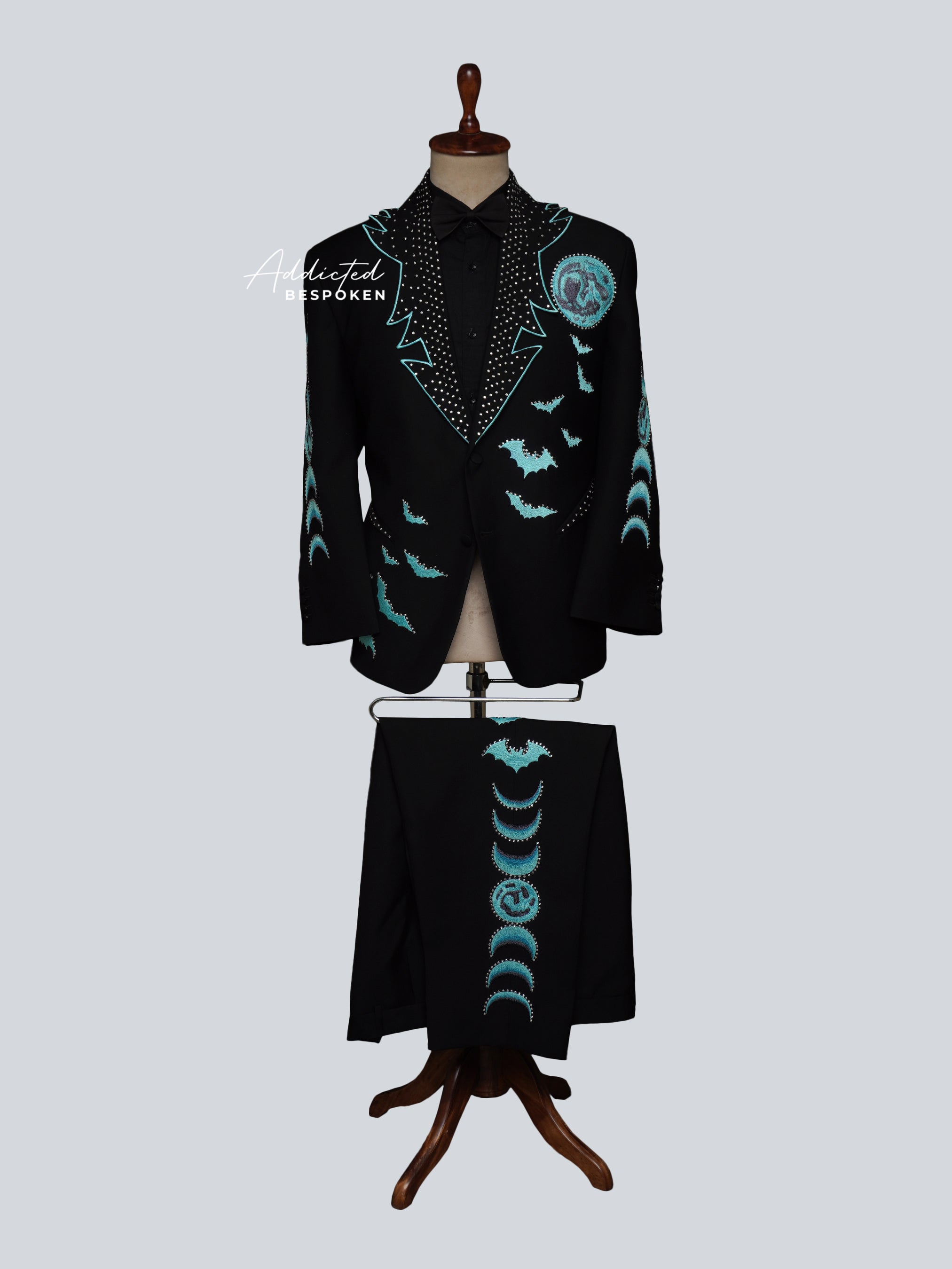 Midnight Lunar & Bat Embroidered Suit