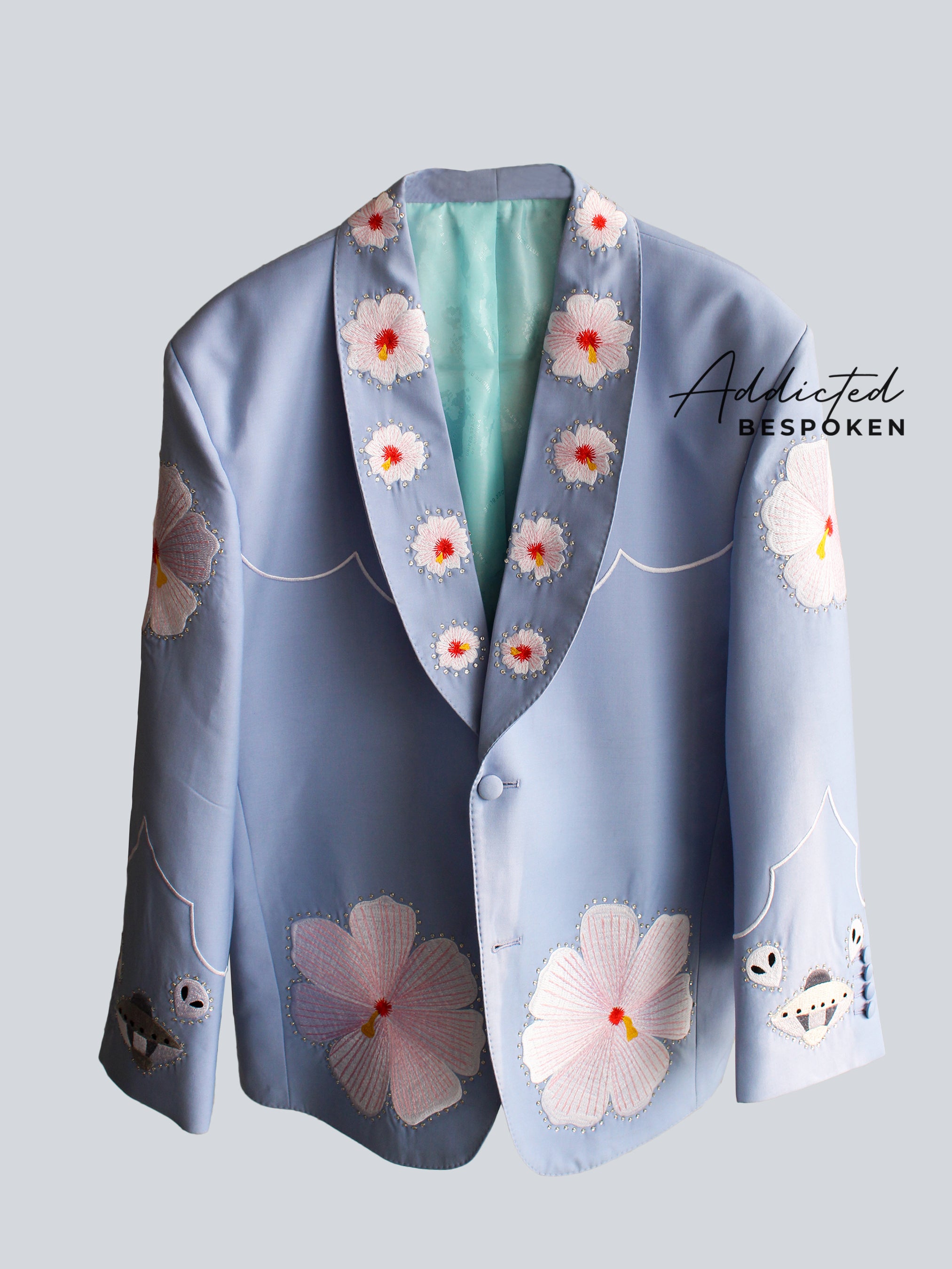 Opulent Floral Embroidery Tailored Fashion Jacket