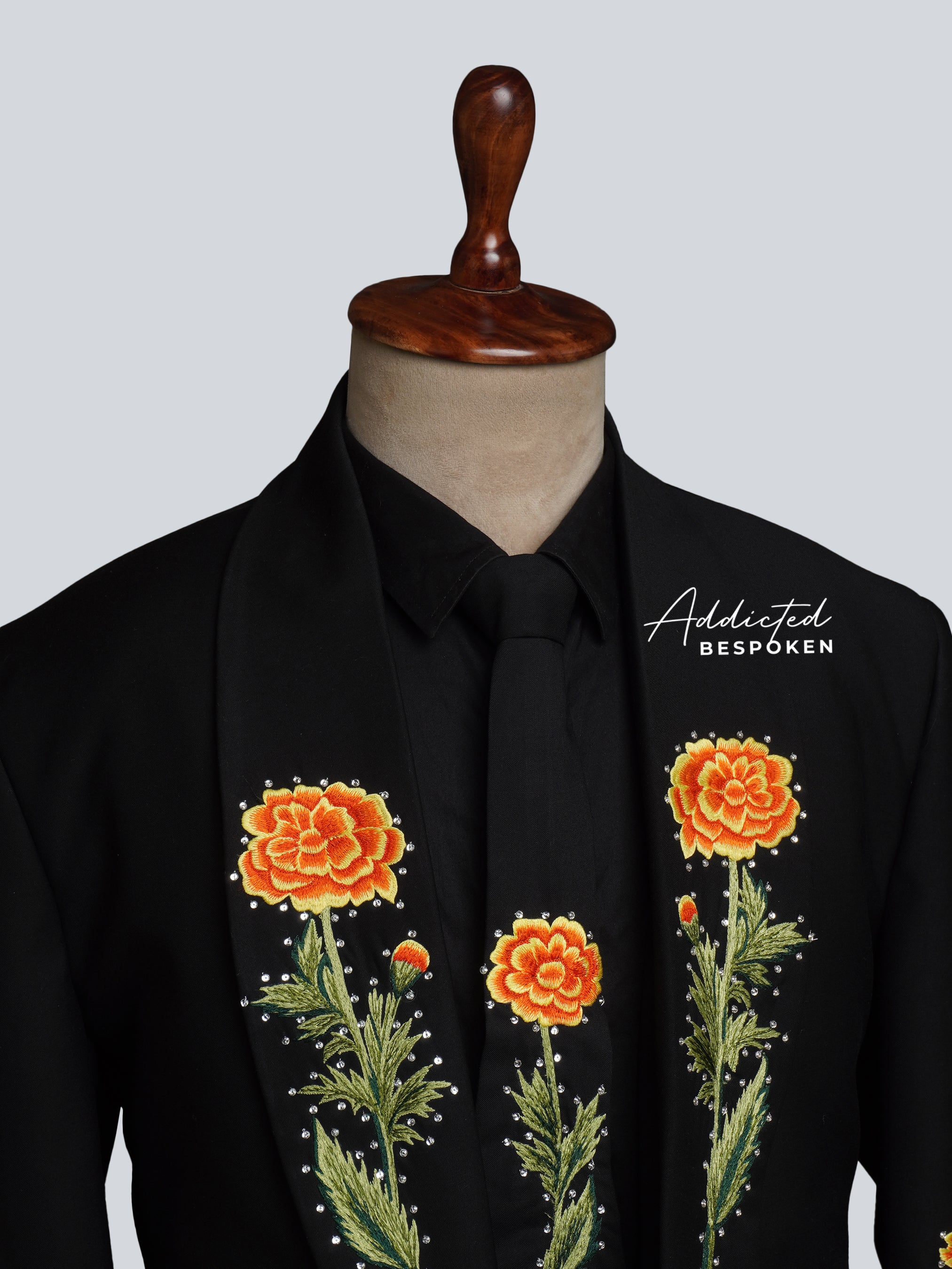 Marigold Vibrant Floral Embroidered Suit