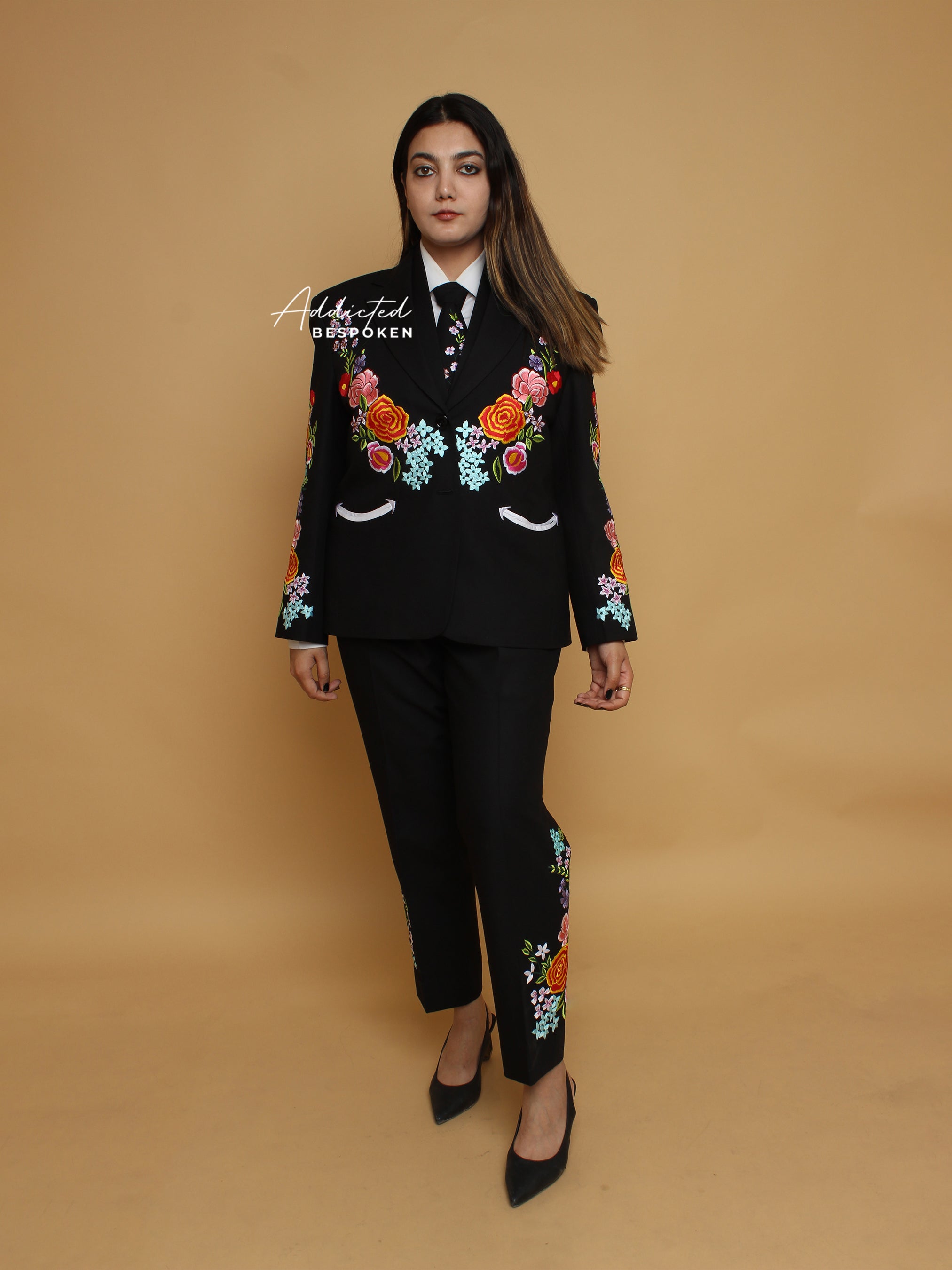 Flora & Fauna Embroidered Rhinestone Suit