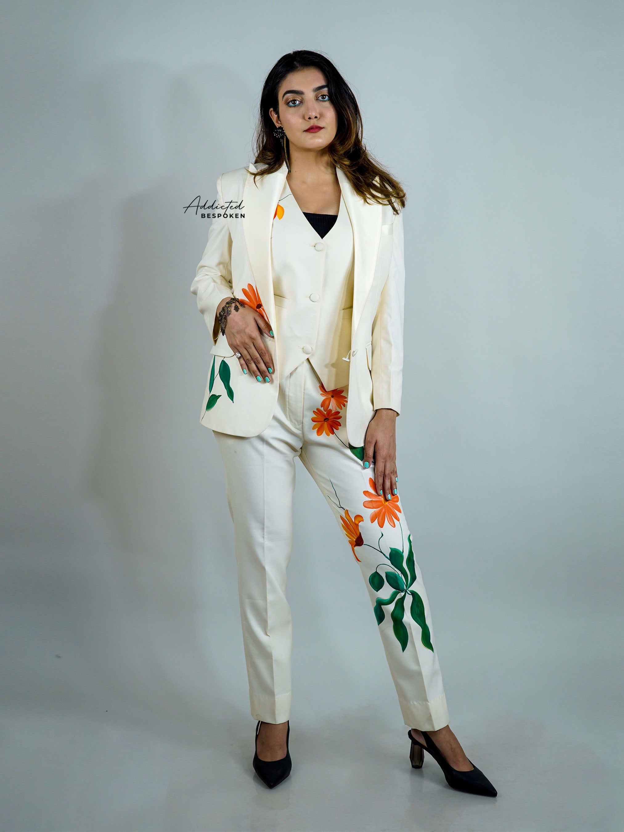 Hand Painted  Floral Suit