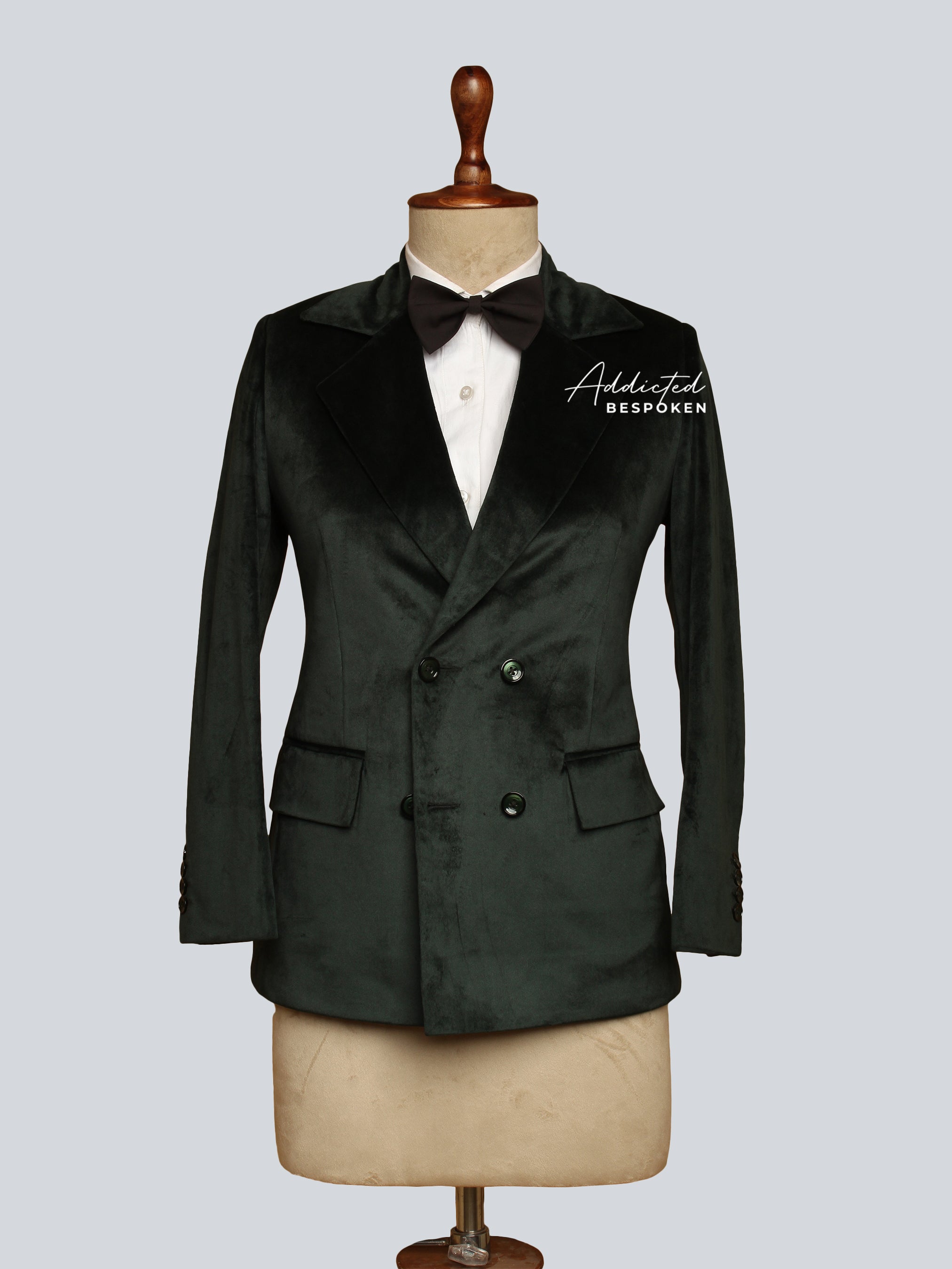 Green Velvet Double Breasted  Blazer