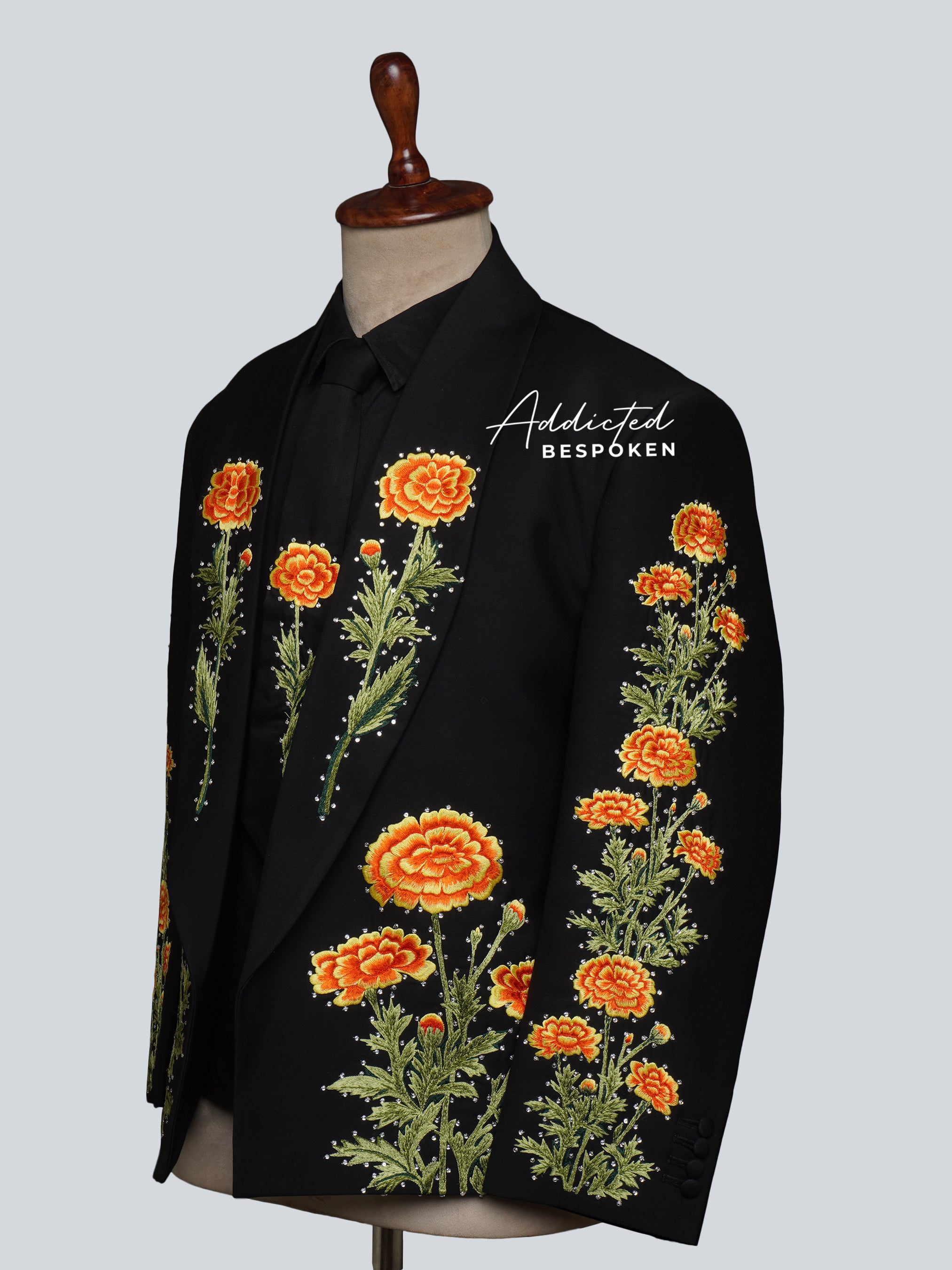 Marigold Vibrant Floral Embroidered Suit