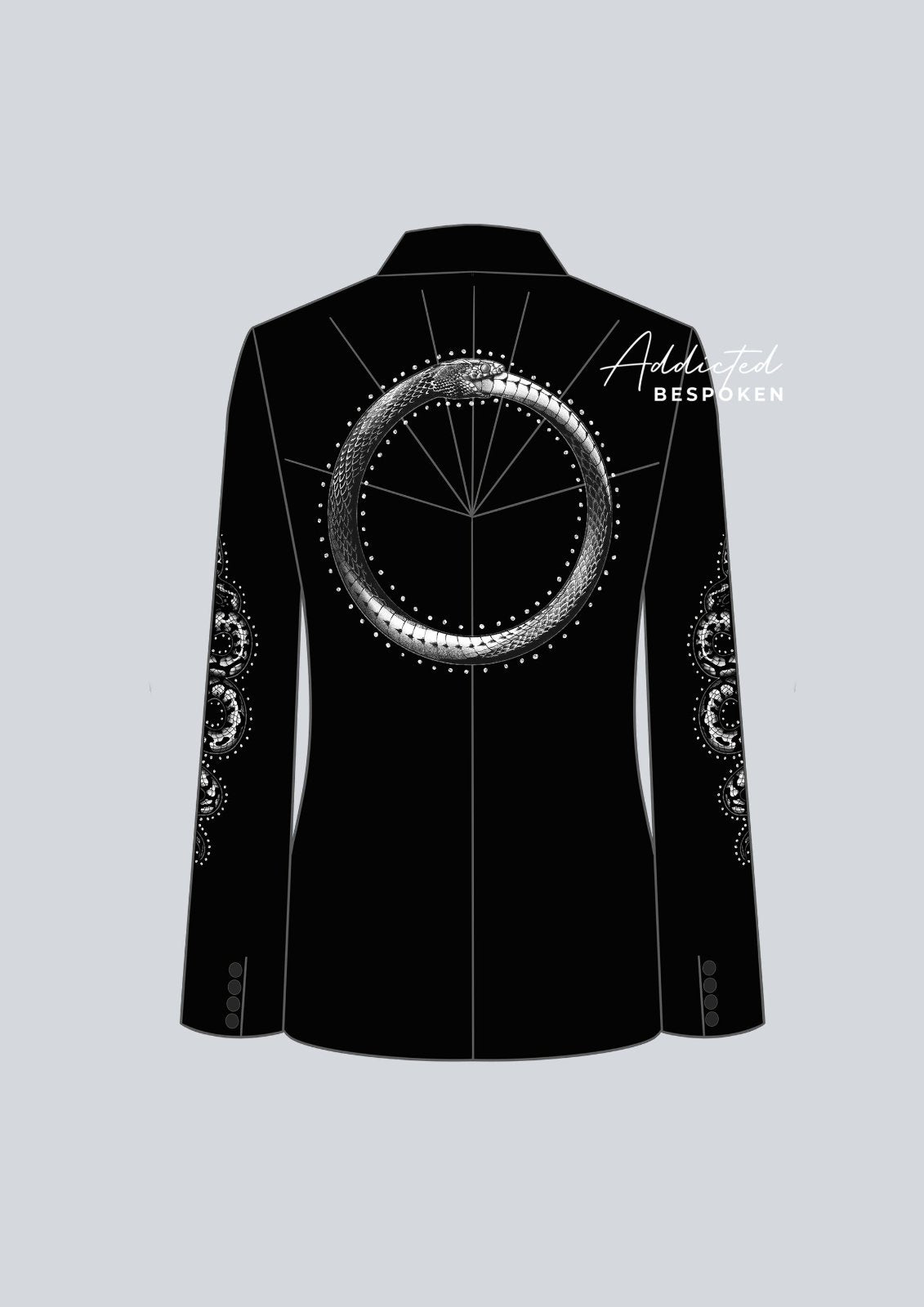 Snake Embroidered Black Suit