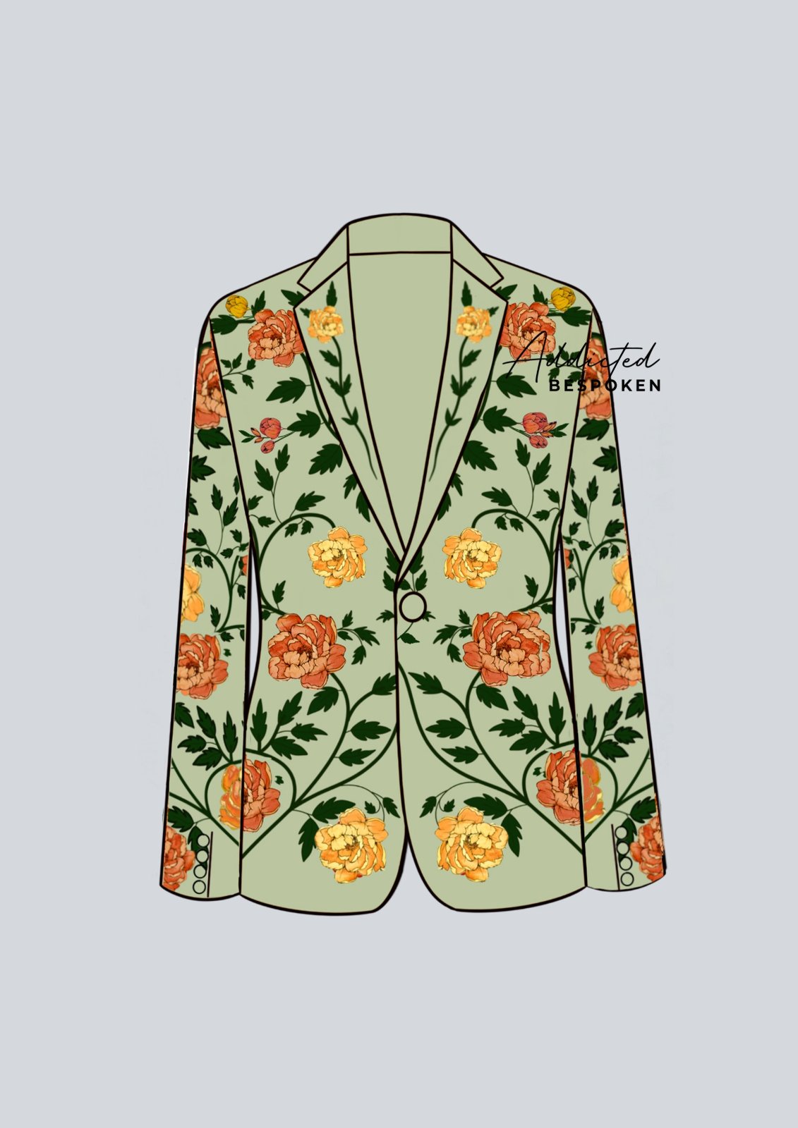 Green Embroidered Western Suit