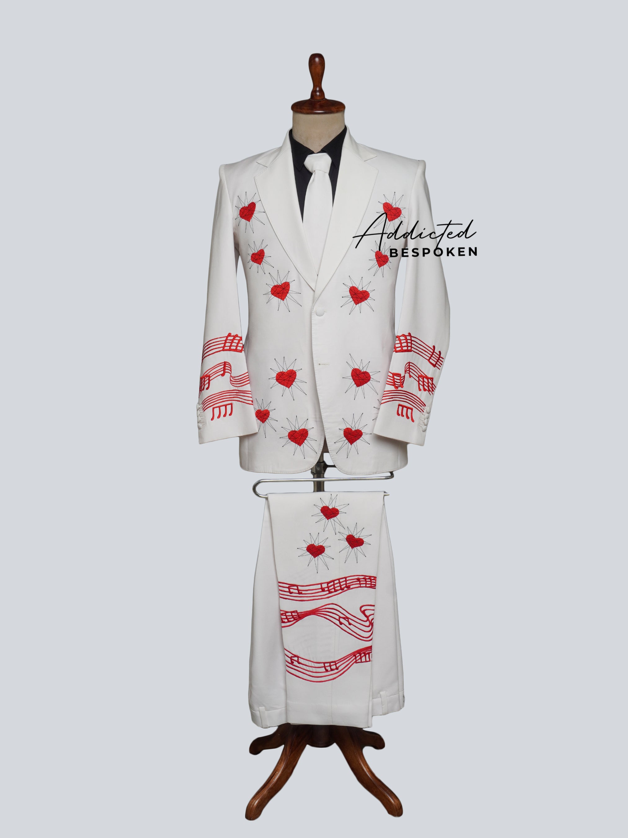 Hearts & Music Notes Embroidered Suit