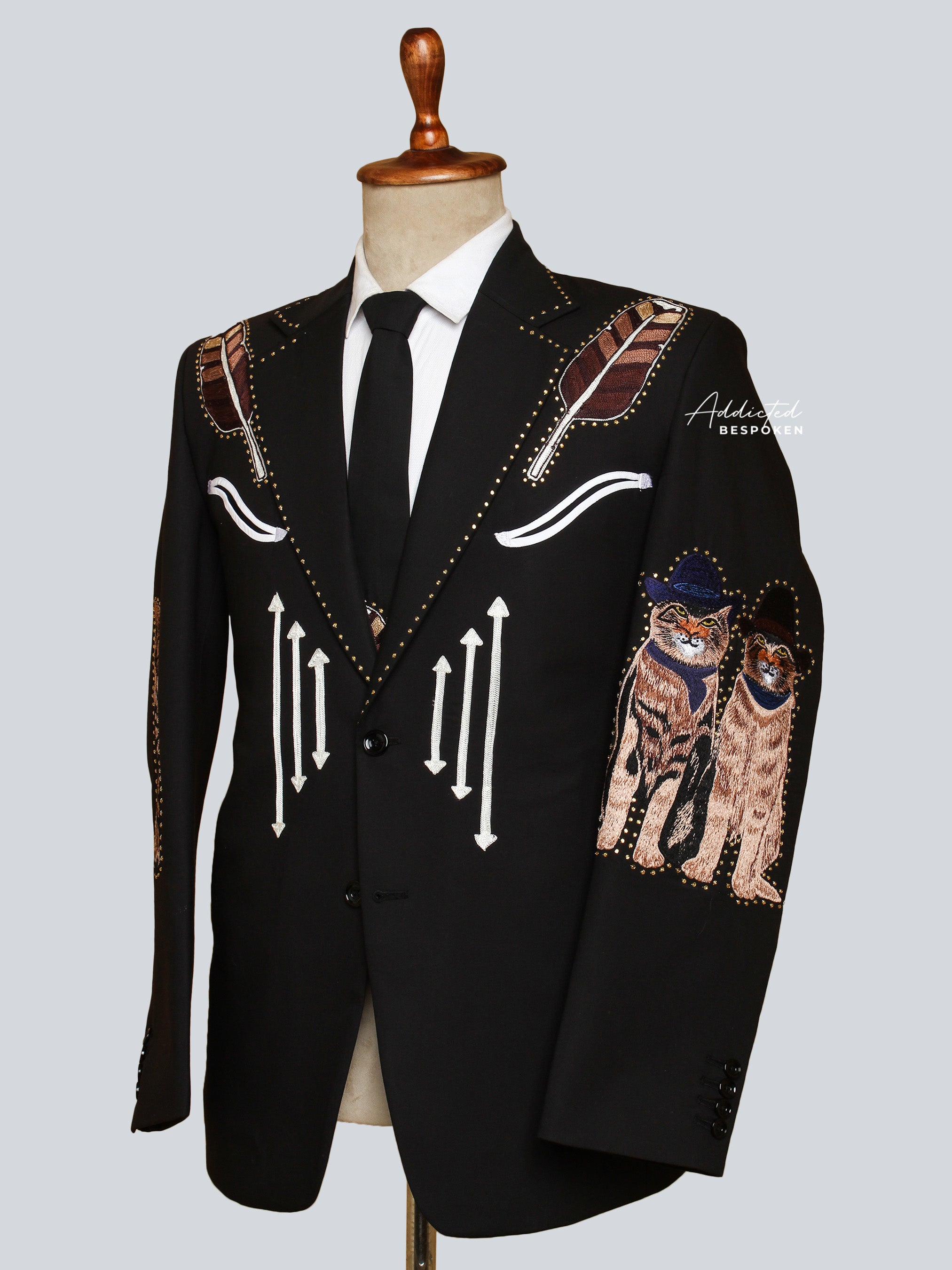 Cowboy Eagle Floral Rhinestone Suit