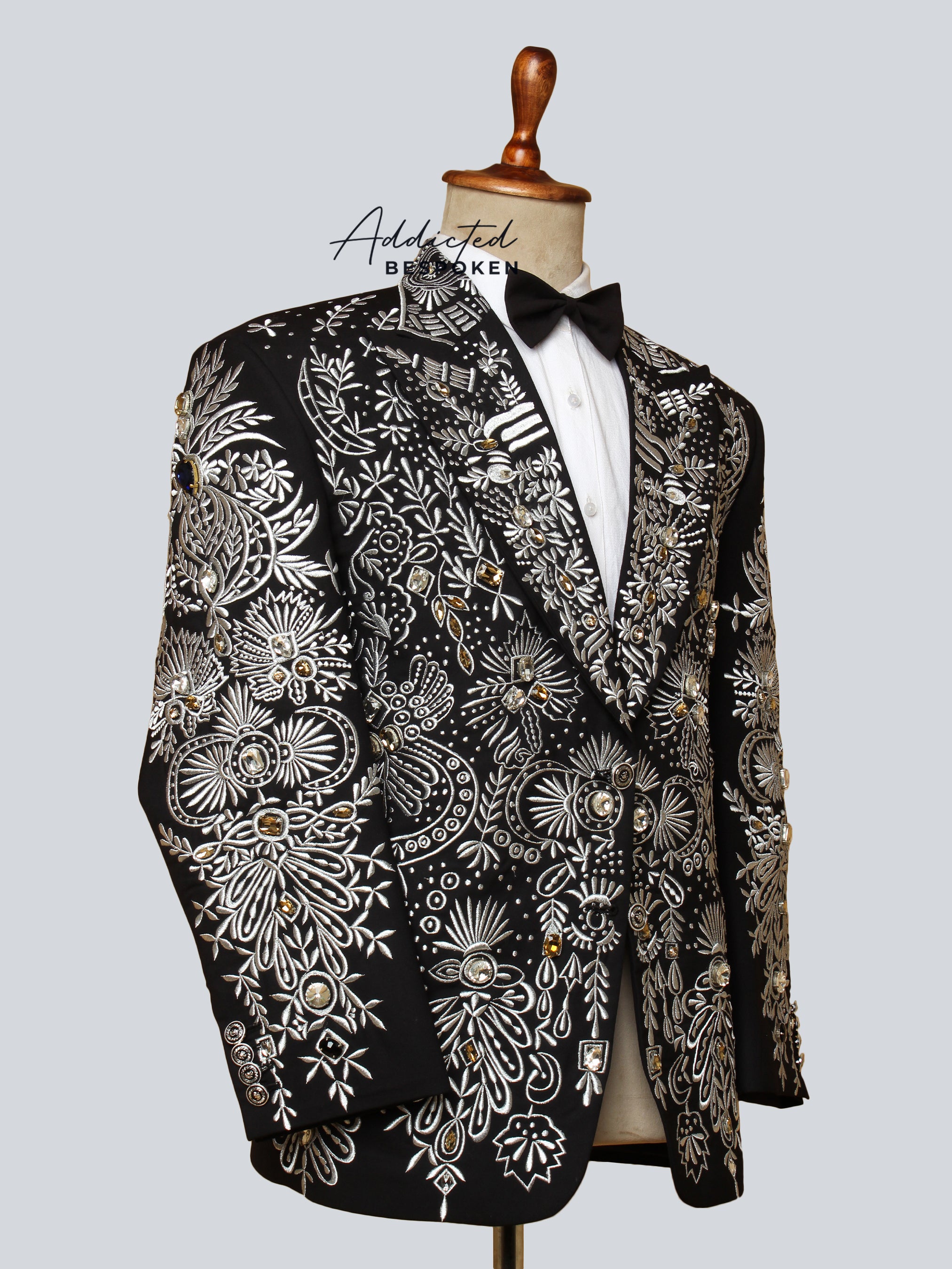 Midnight Elegance Embroidered Blazer