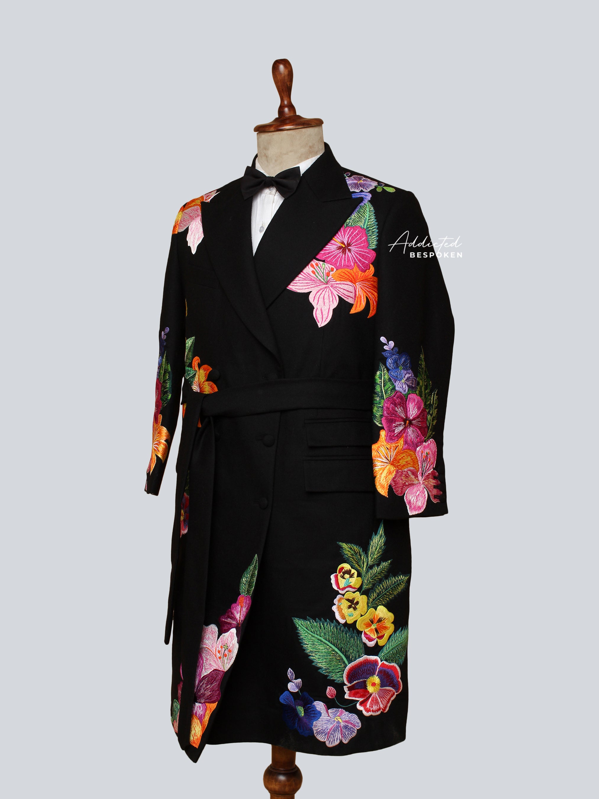 Black Floral Long Coat