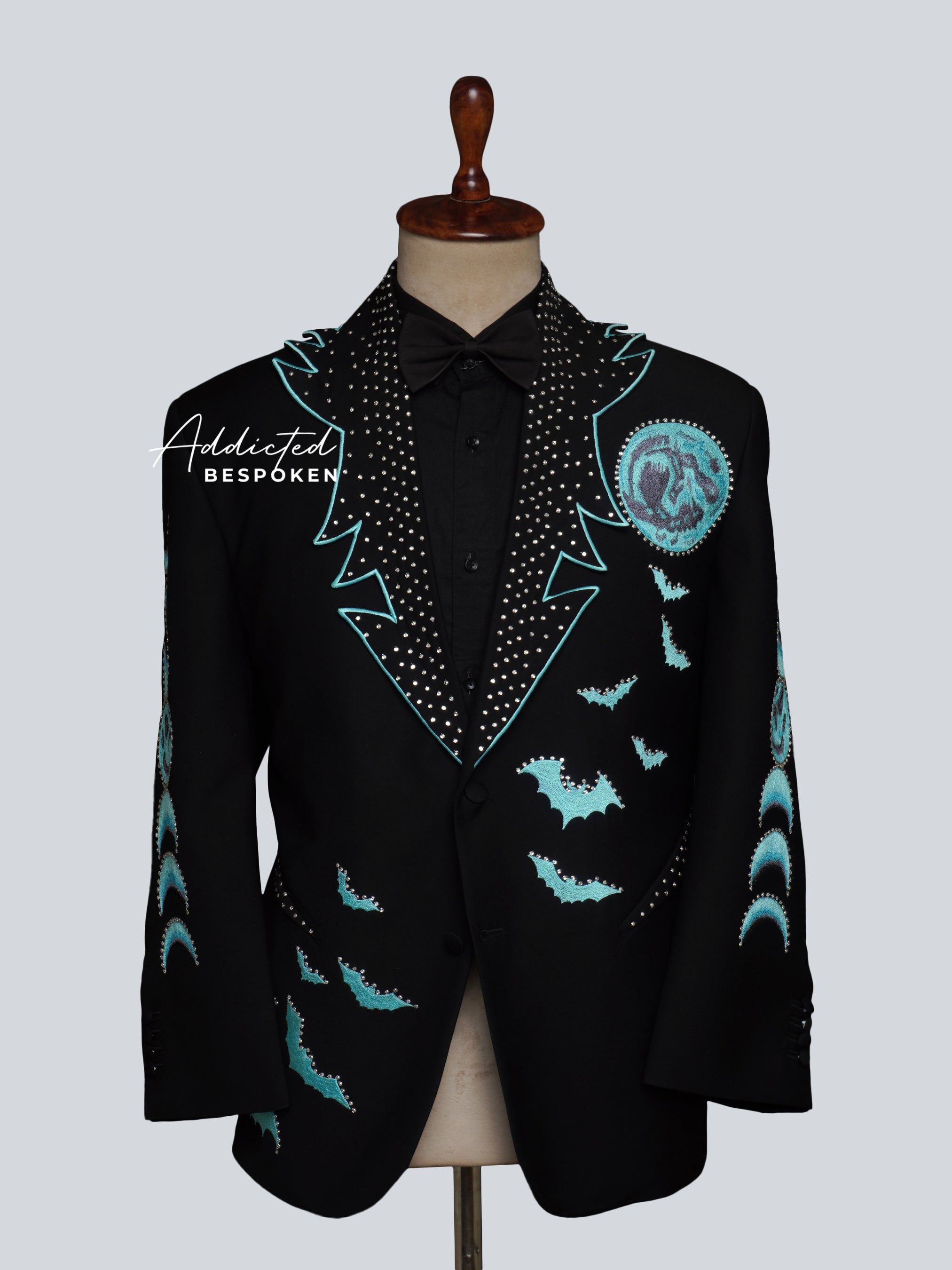 Midnight Lunar & Bat Embroidered Suit