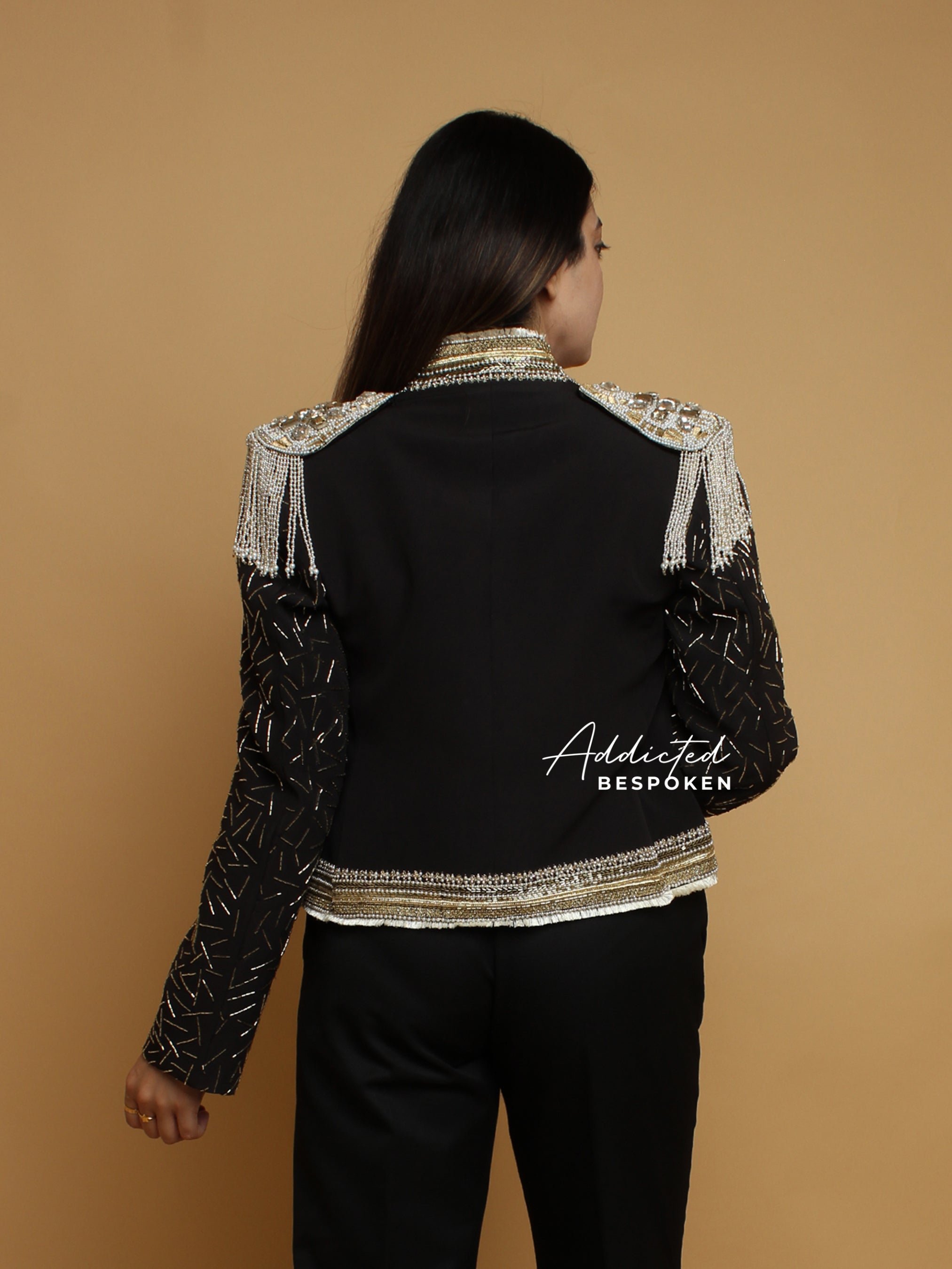 Gilded Fur and Beads Crop Jacket(CLS)