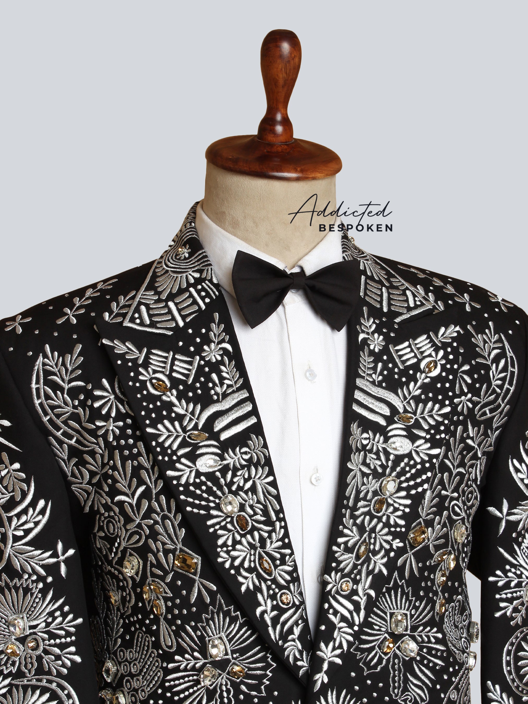 Midnight Elegance Embroidered Blazer