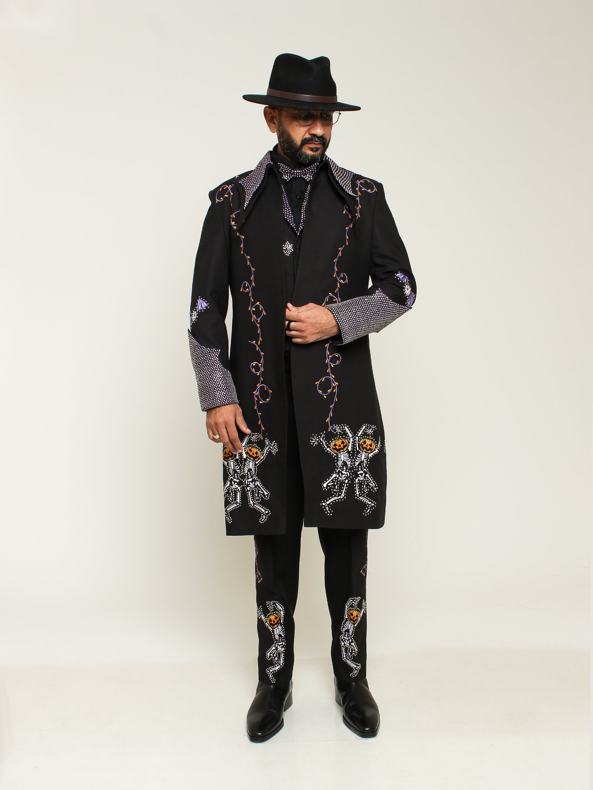 Western Suit, Embroidered Western Suits, Skeleton Embroidery, Custom Western Suit, Embroidered Suit.