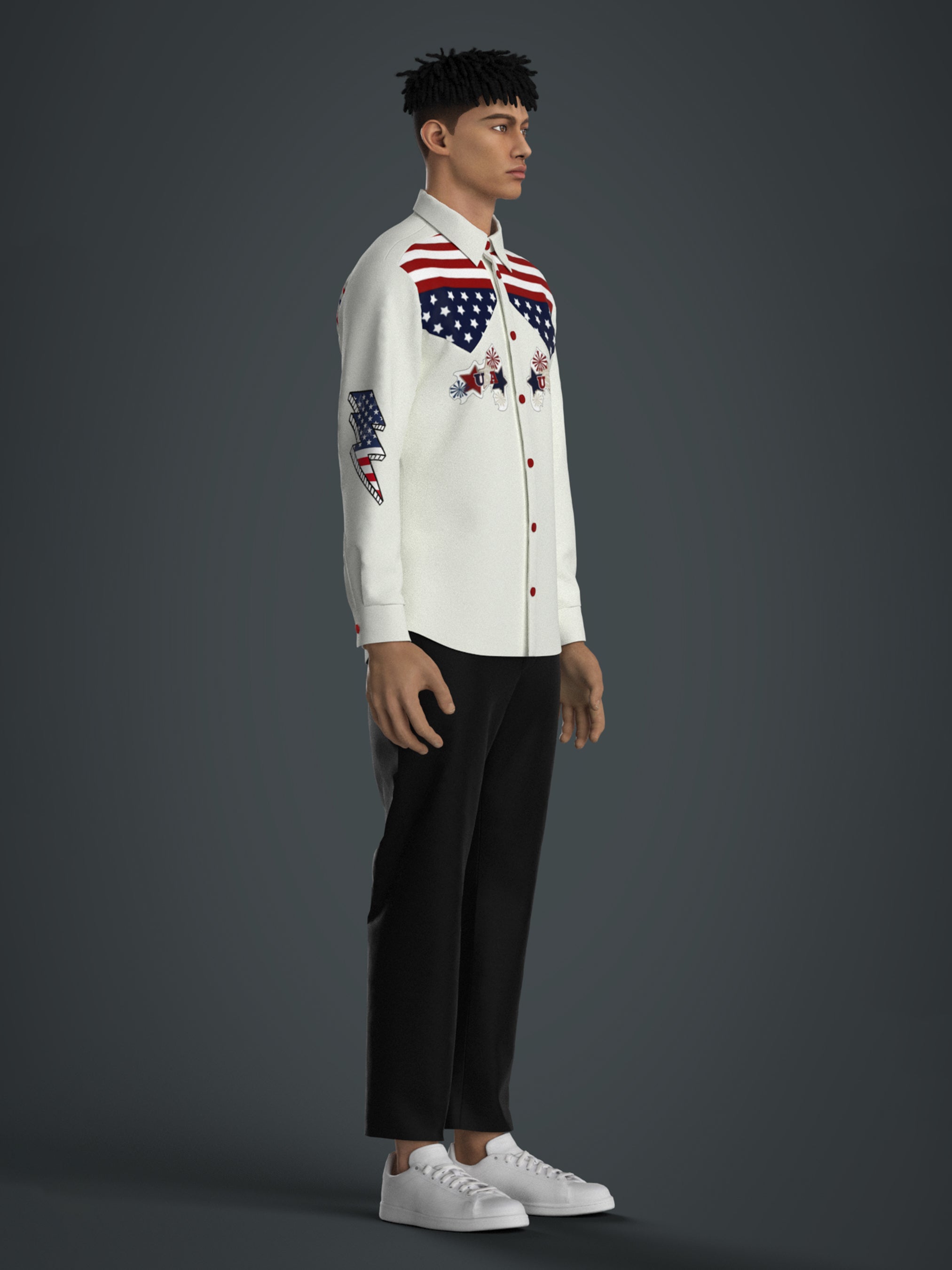 Patriotic American Embroidered Shirt