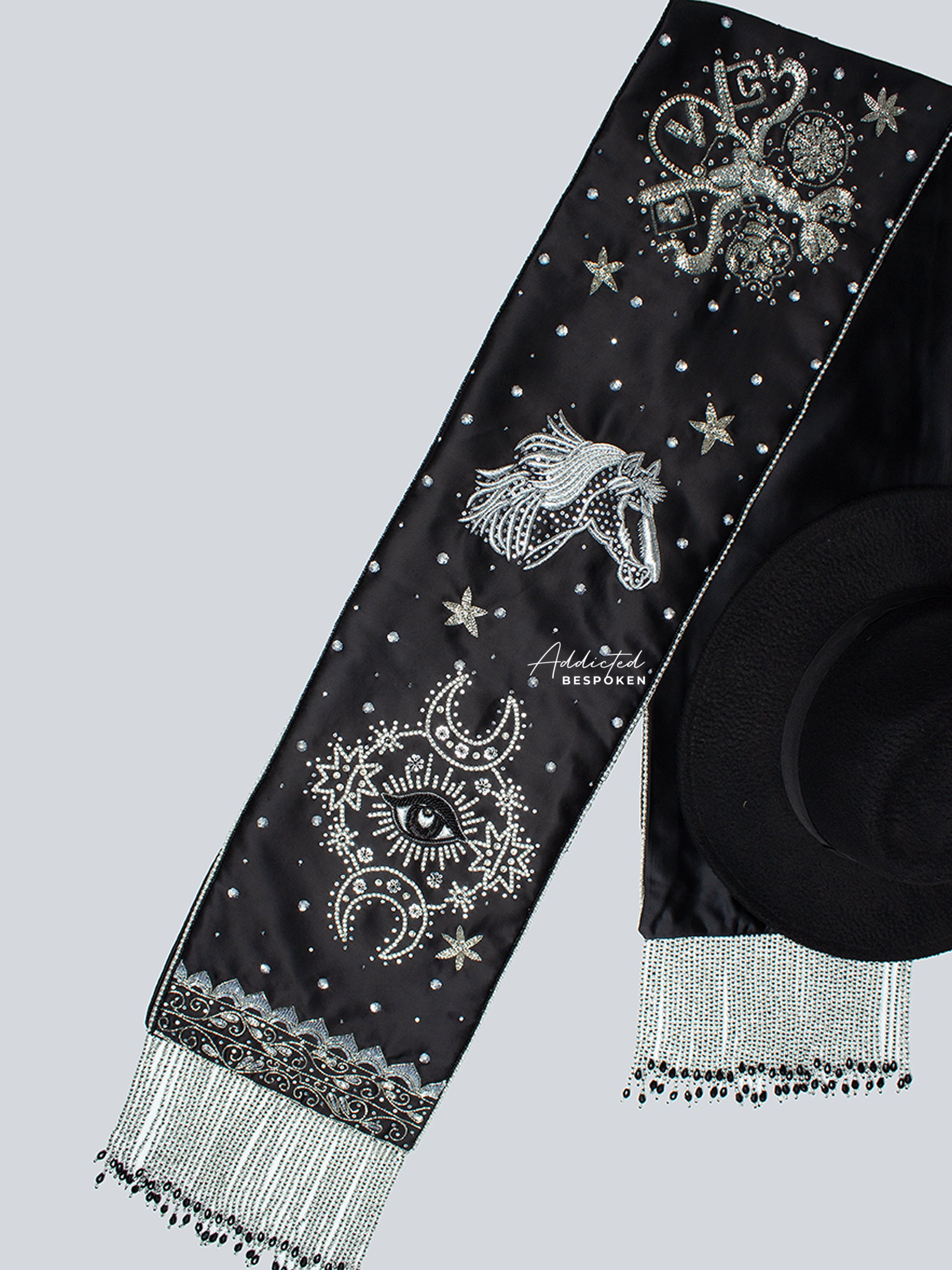 Western Silver Embellished Scarf