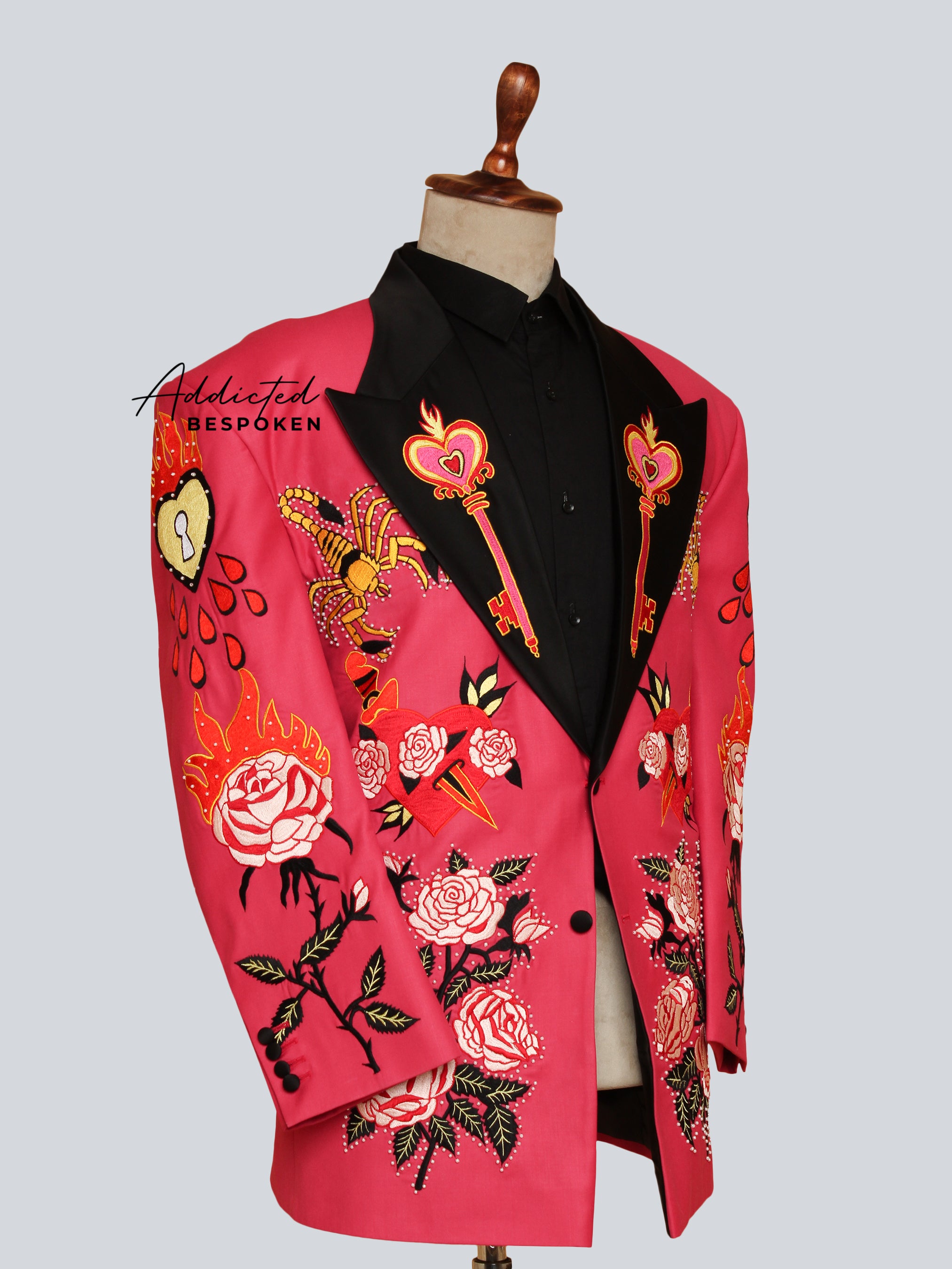 Vivid Rose Embellished Suit