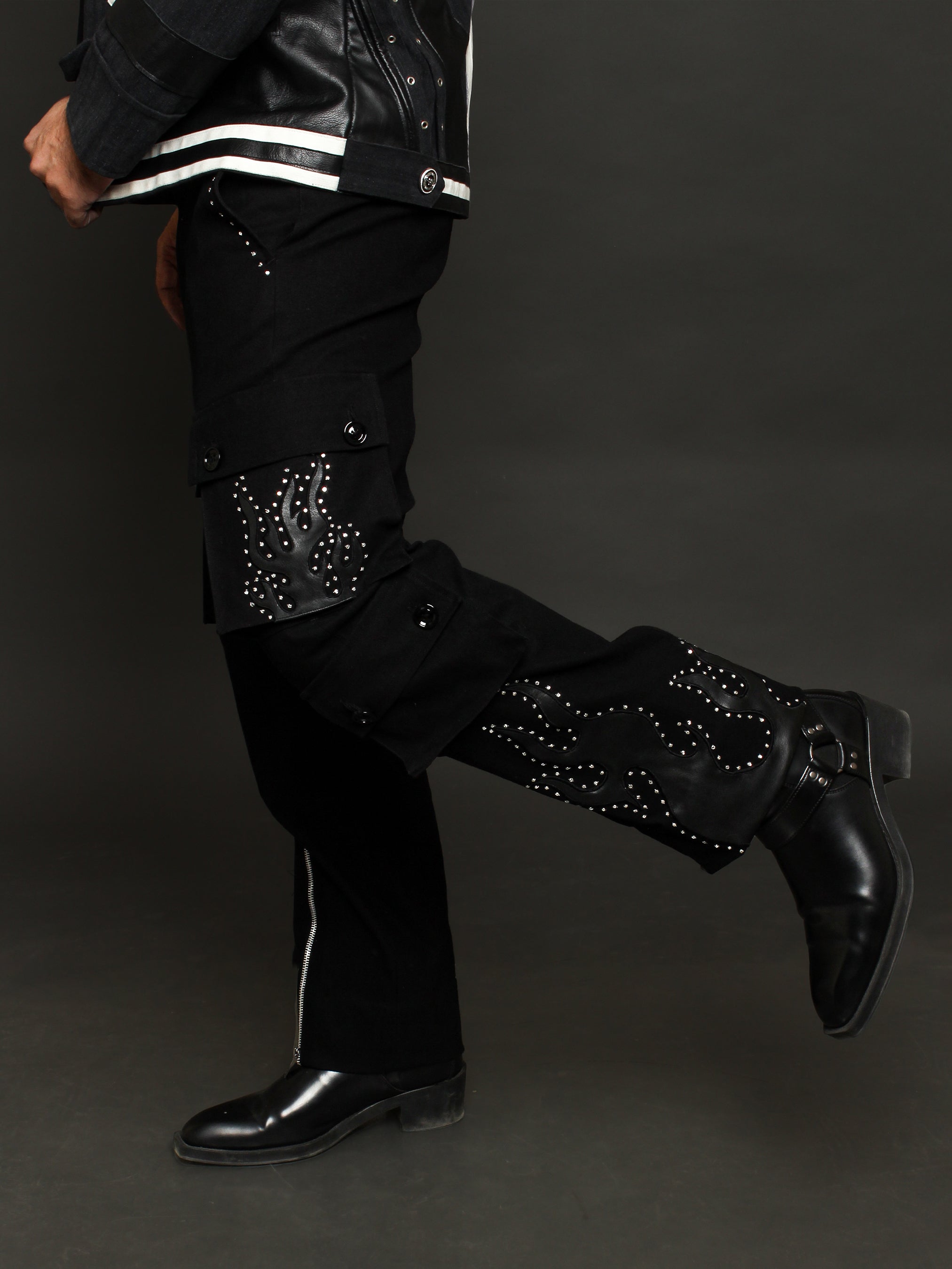 Leather Flame Men Pants