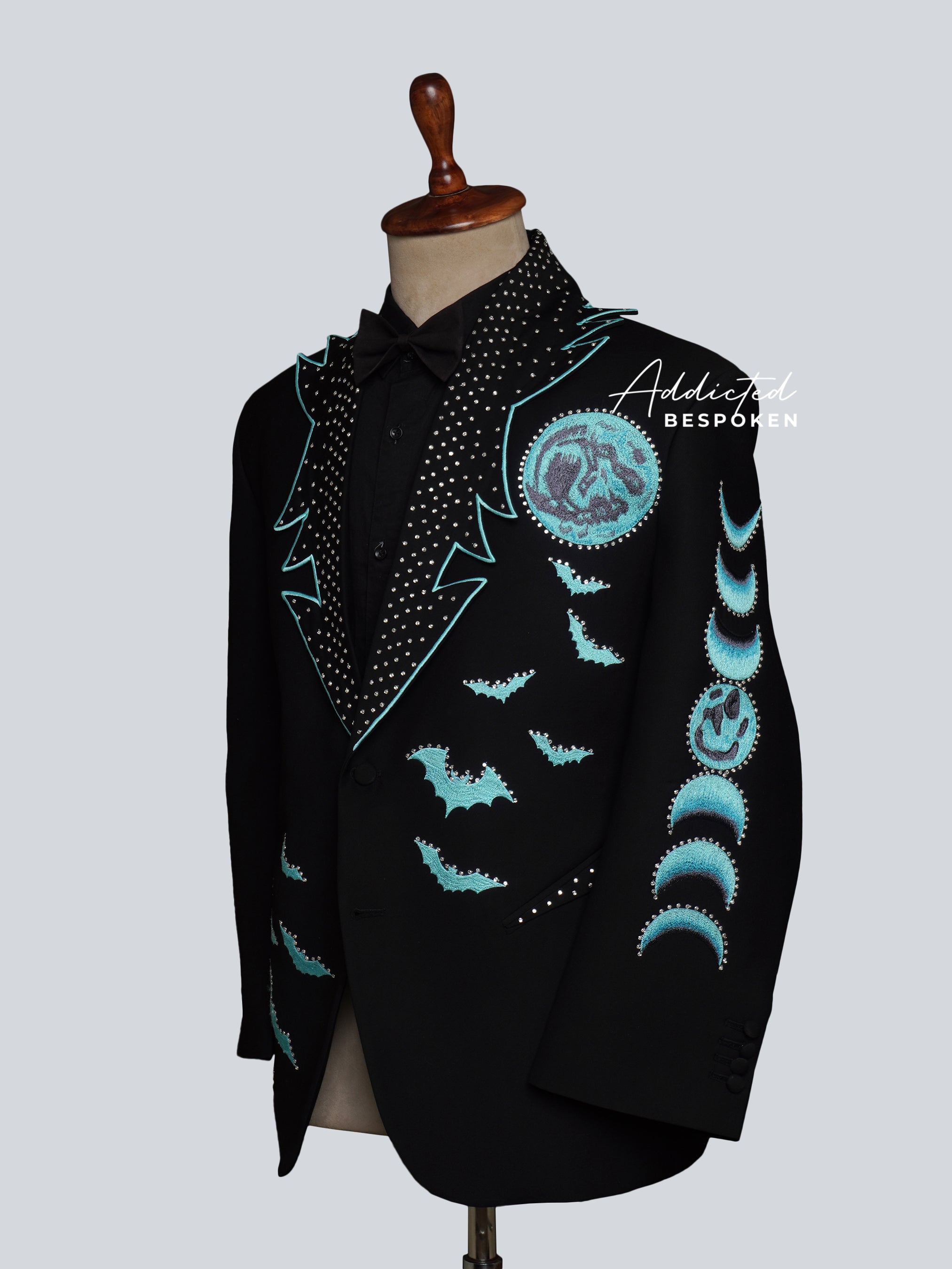 Midnight Lunar & Bat Embroidered Suit