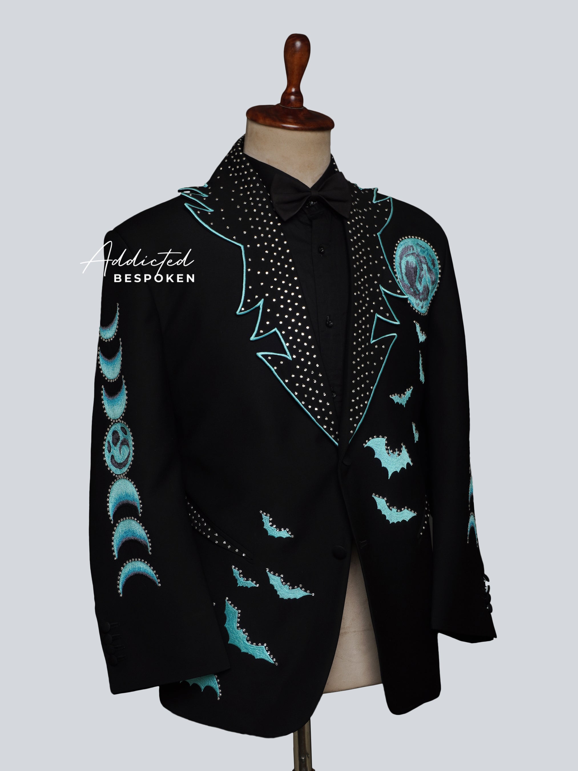 Midnight Lunar & Bat Embroidered Suit