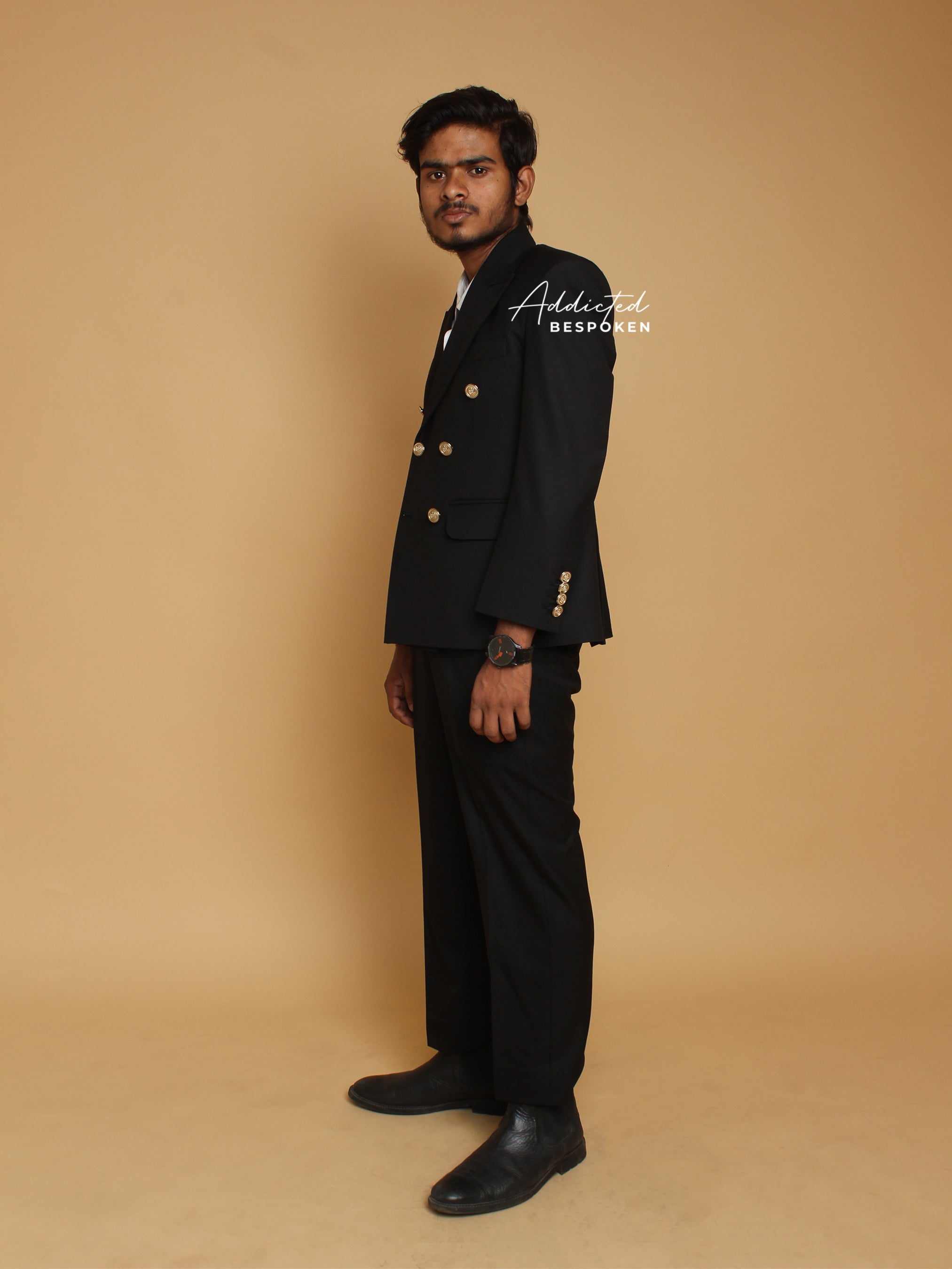 Black Double-Breasted Prom Suit