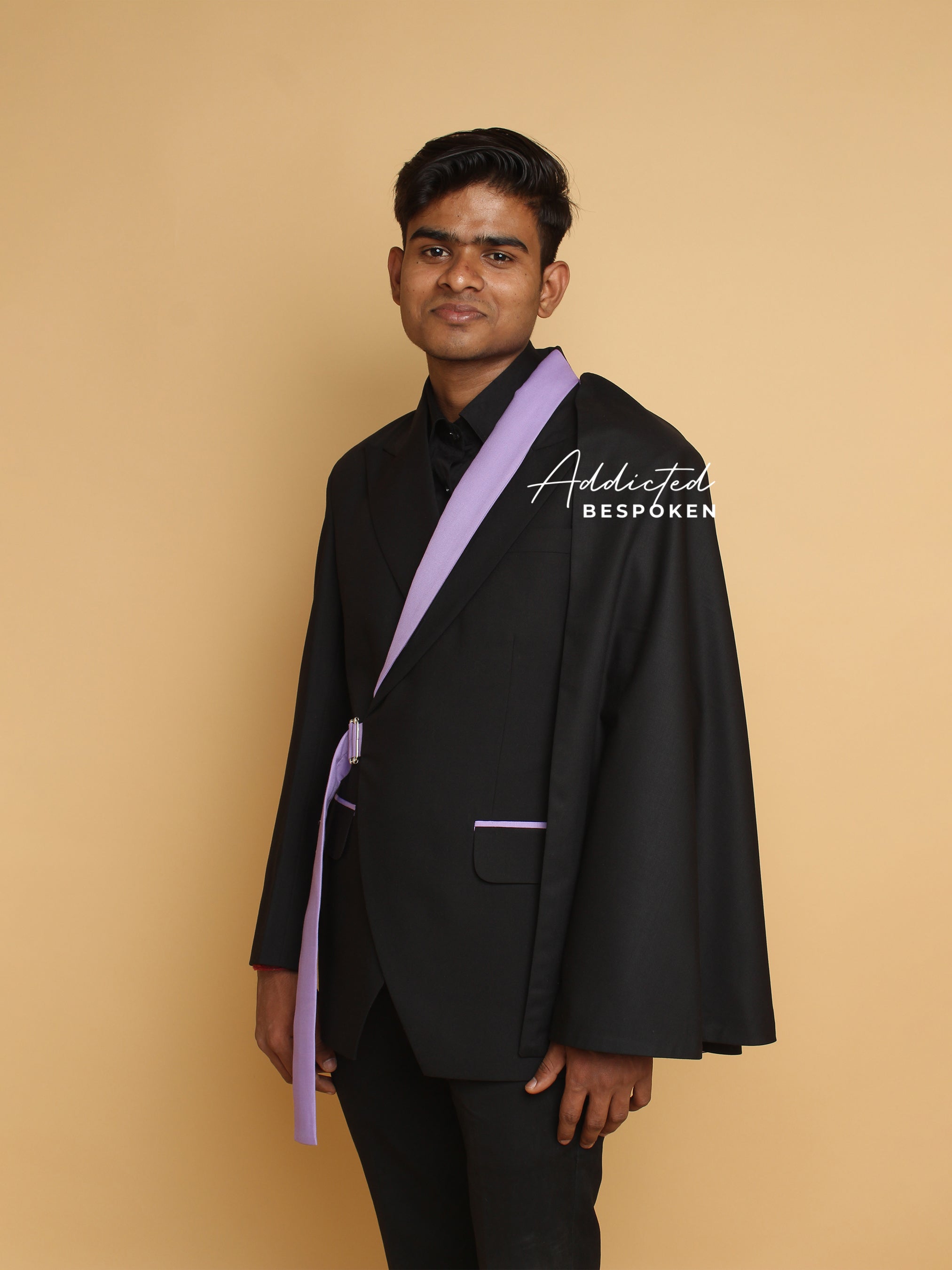 Black Cotton Cape Blazer