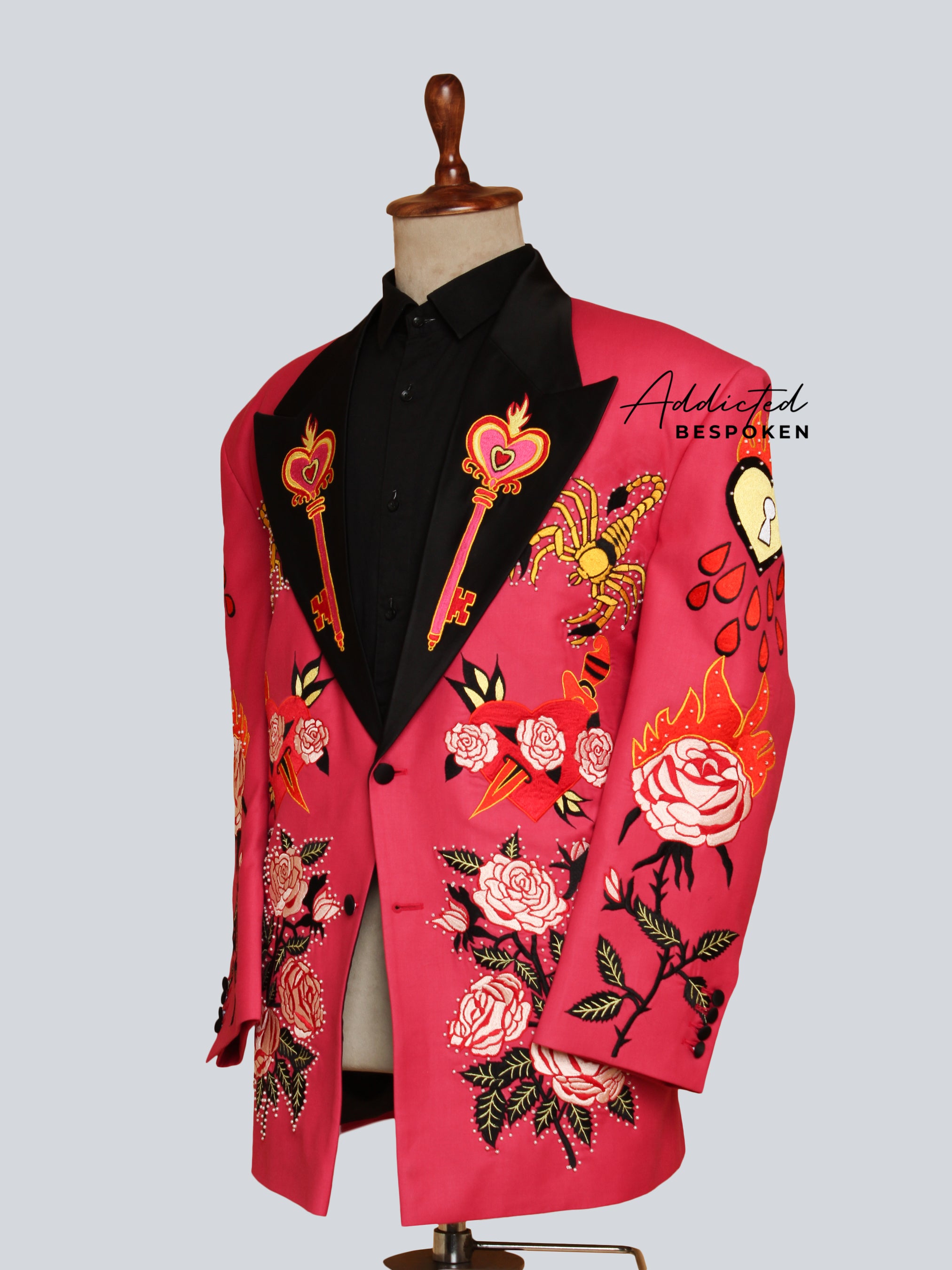 Vivid Rose Embellished Suit