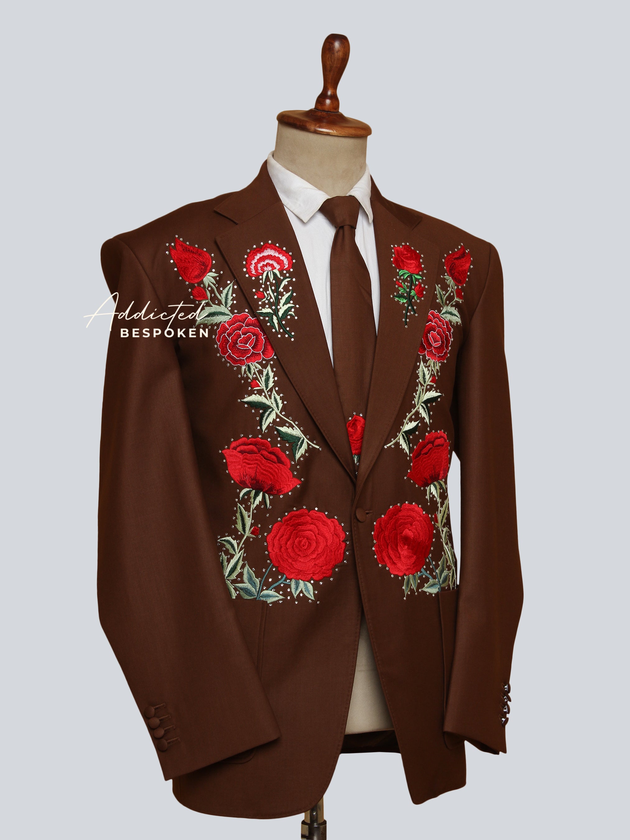 Rose-Embellished Elegance Ensemble