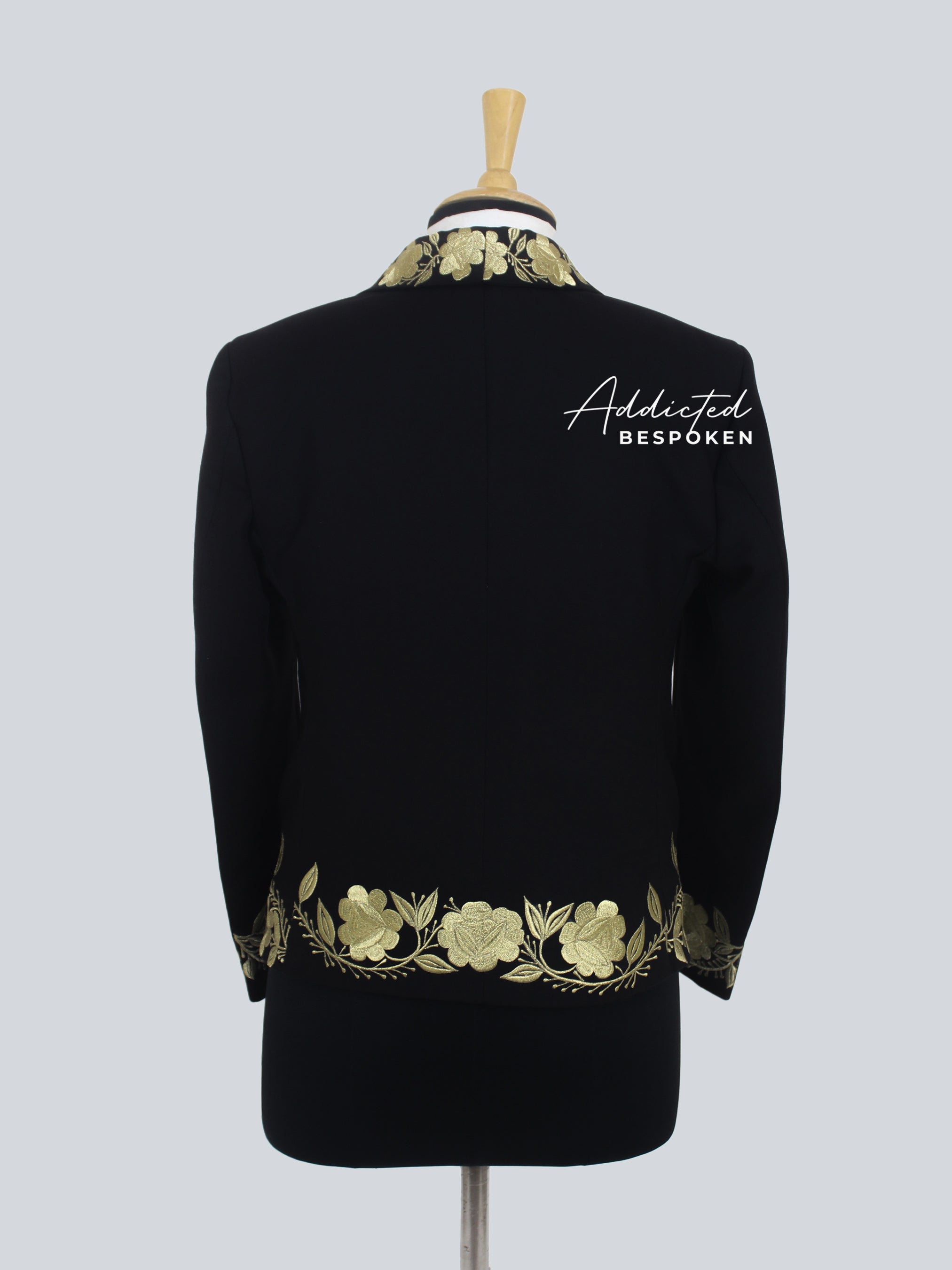 Regal Gold Embroidered Tuxedo Suit