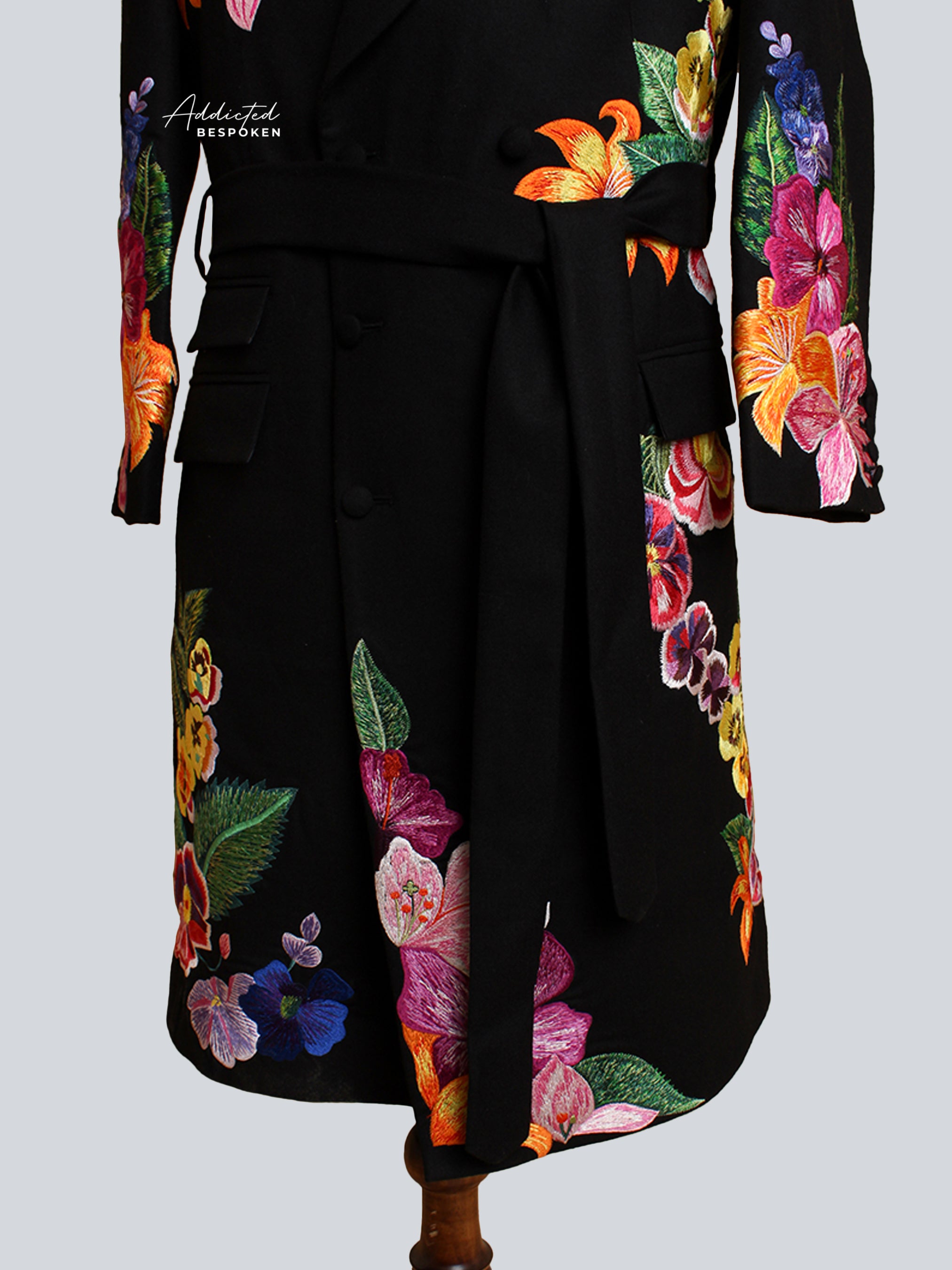 Black Floral Long Coat