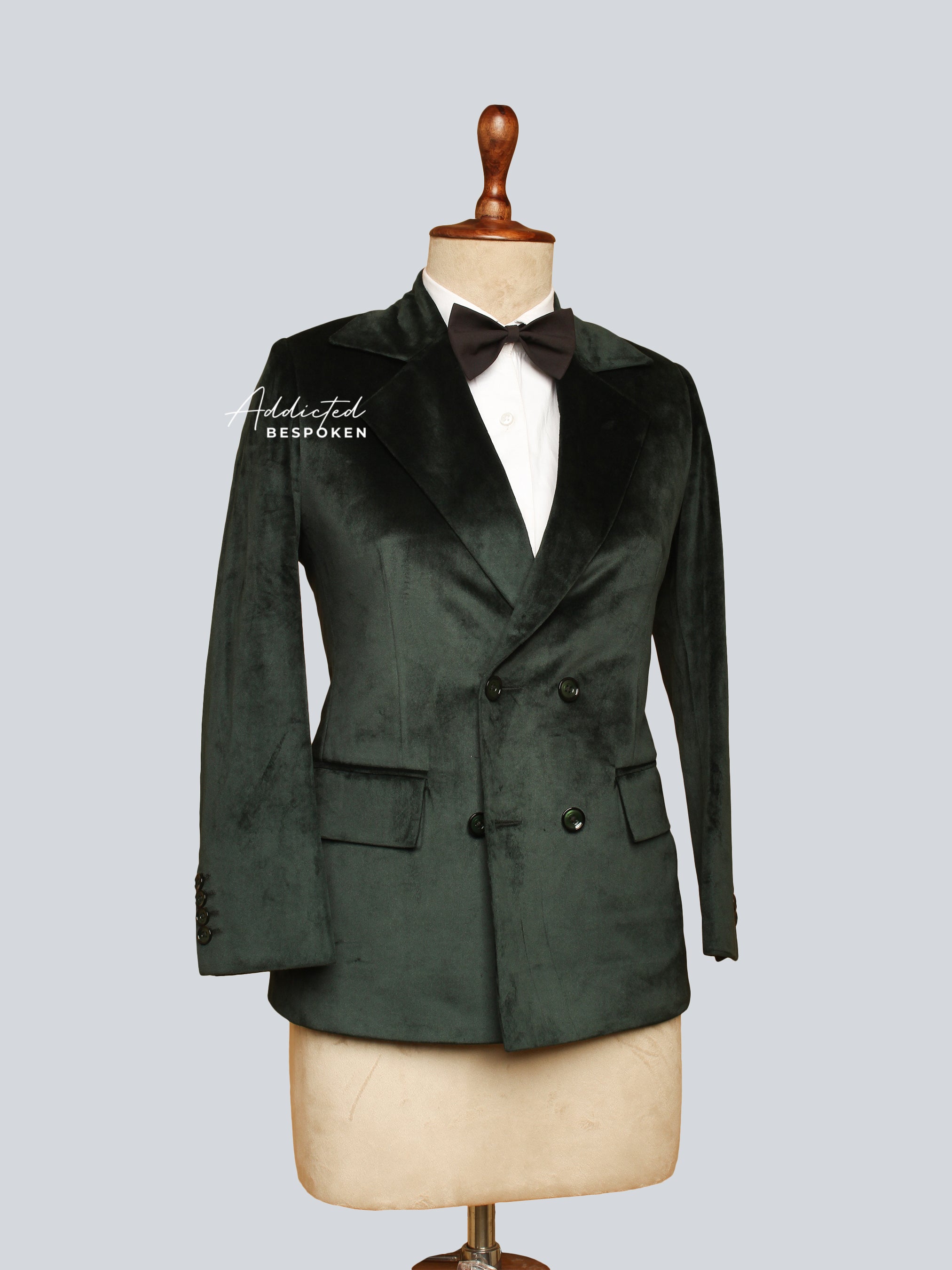 Green Velvet Double Breasted  Blazer