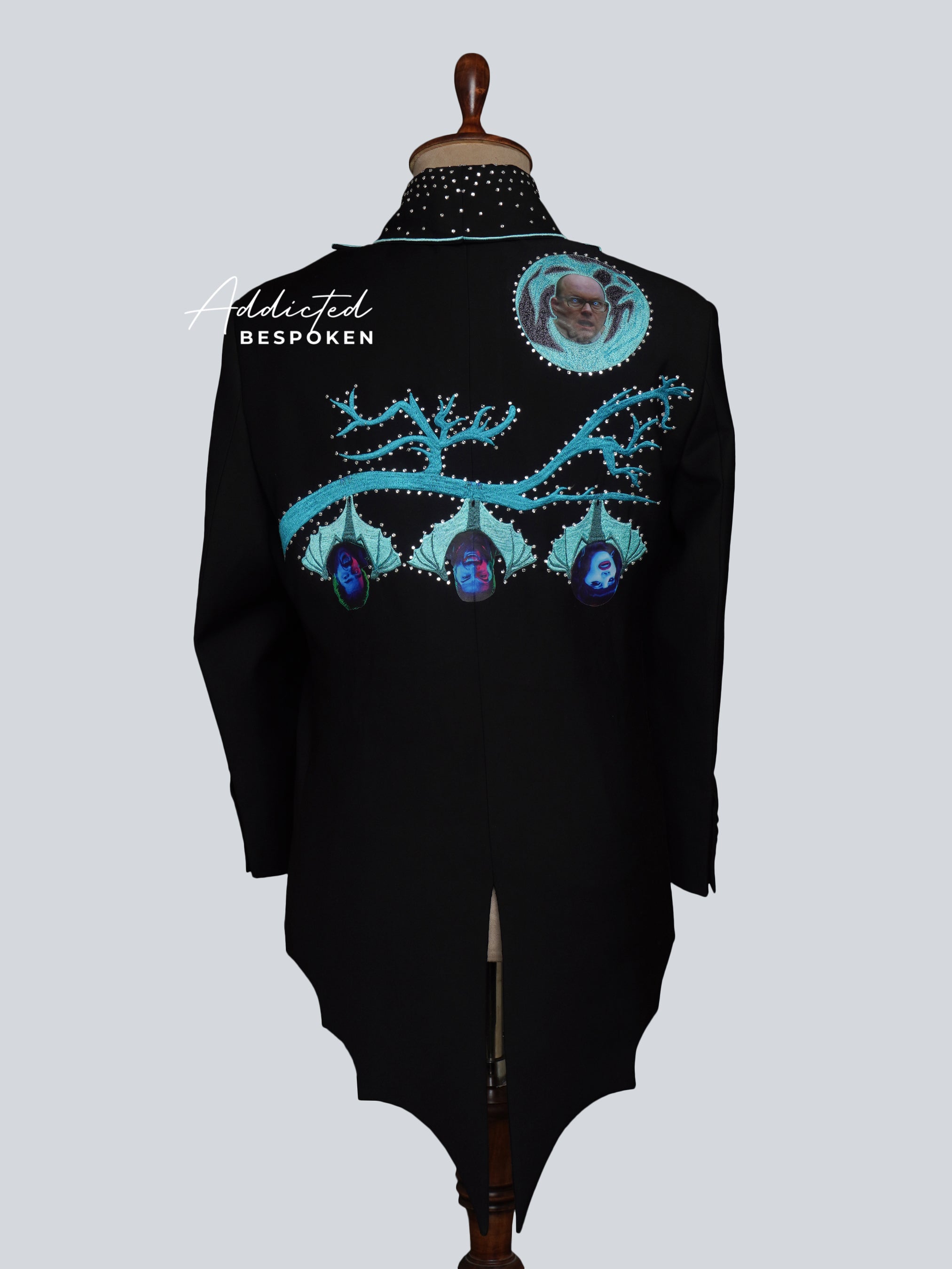 Midnight Lunar & Bat Embroidered Suit