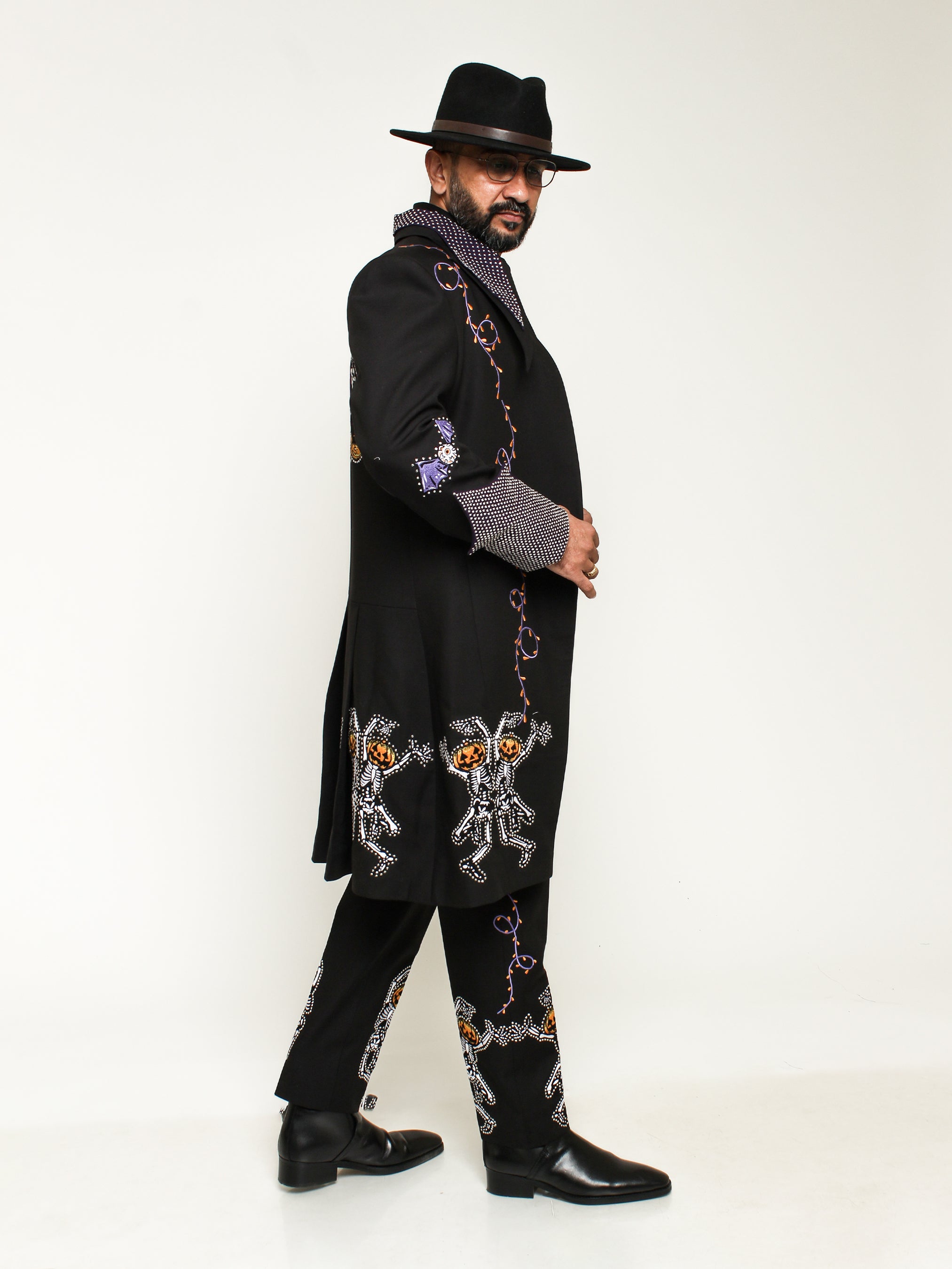 Western Suit, Embroidered Western Suits, Skeleton Embroidery, Custom Western Suit, Embroidered Suit.